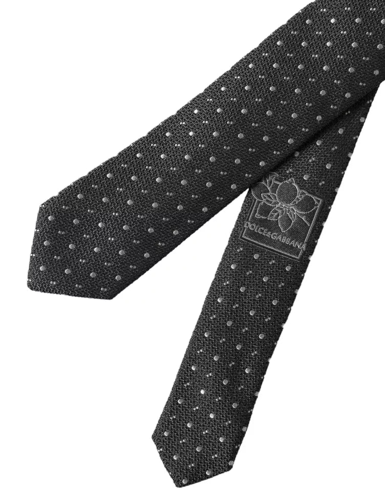 Dolce & Gabbana Black Polka Dot Silk Adjustable Men Tie Curated Luxury Accessories by Orvyn
