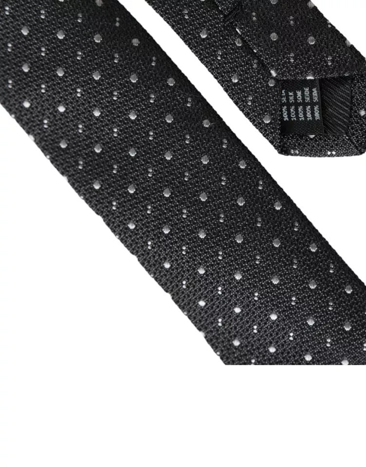 Dolce & Gabbana Black Polka Dot Silk Adjustable Men Tie Curated Luxury Accessories by Orvyn