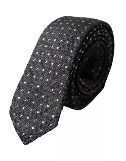Dolce & Gabbana Black Polka Dot Silk Adjustable Men Tie Curated Luxury Accessories by Orvyn