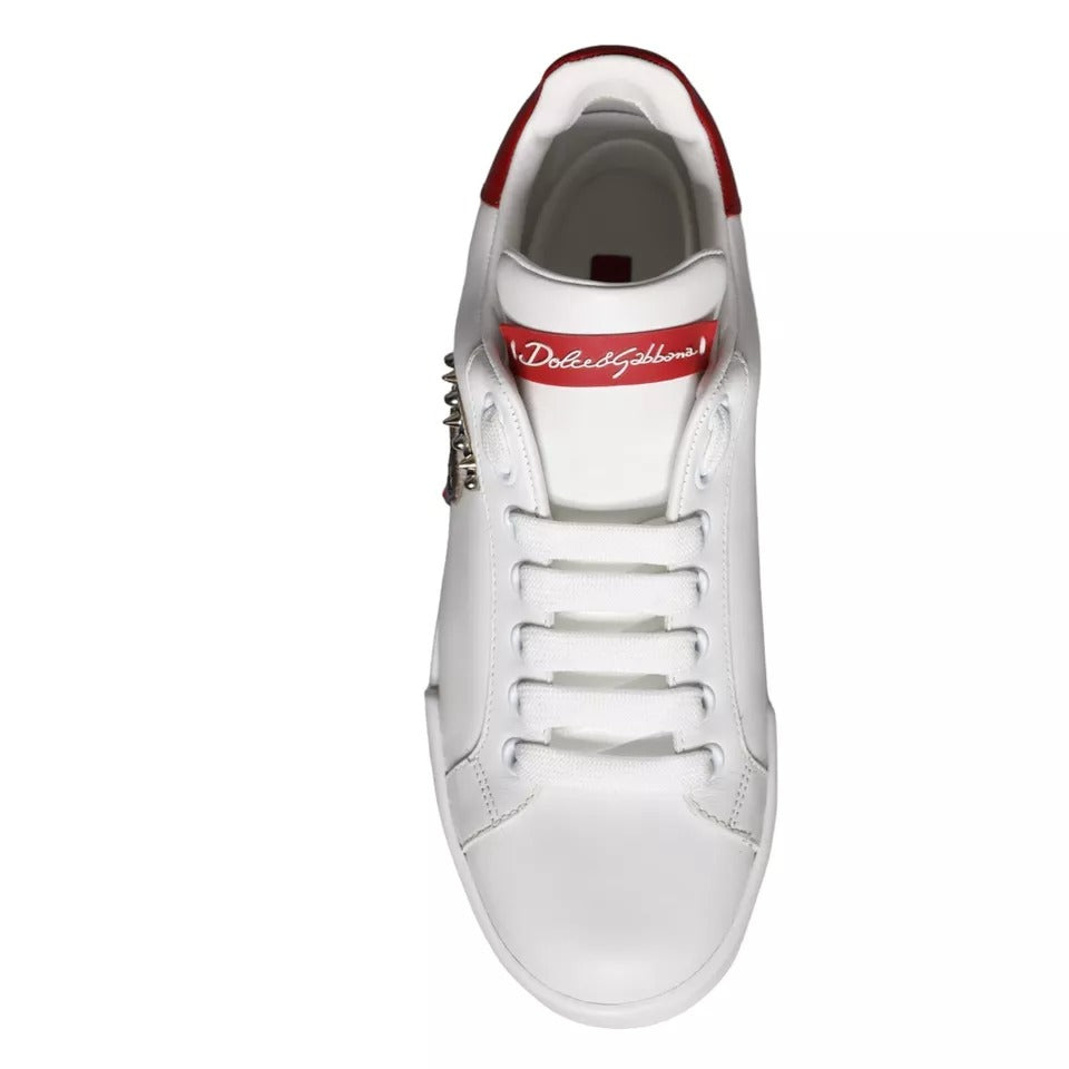 Dolce & Gabbana White Patch Calfskin Nappa Portofino Sneakers Shoes Curated Luxury Accessories by Orvyn