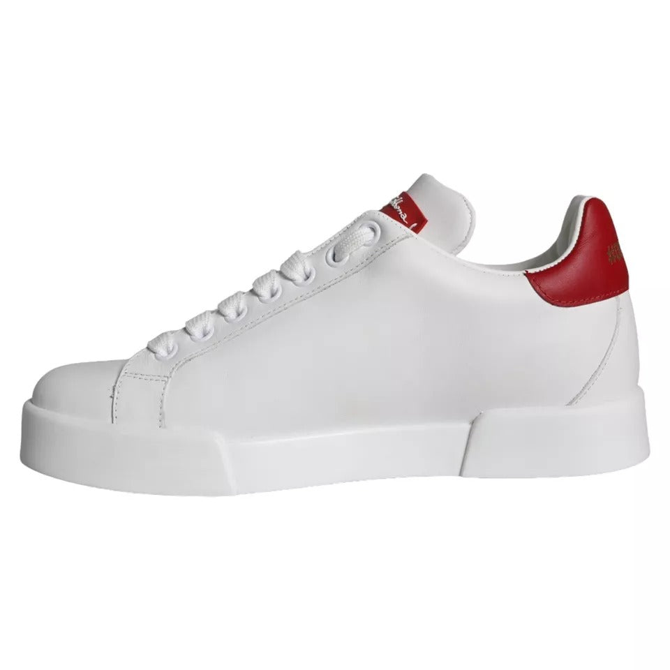 Dolce & Gabbana White Patch Calfskin Nappa Portofino Sneakers Shoes Curated Luxury Accessories by Orvyn
