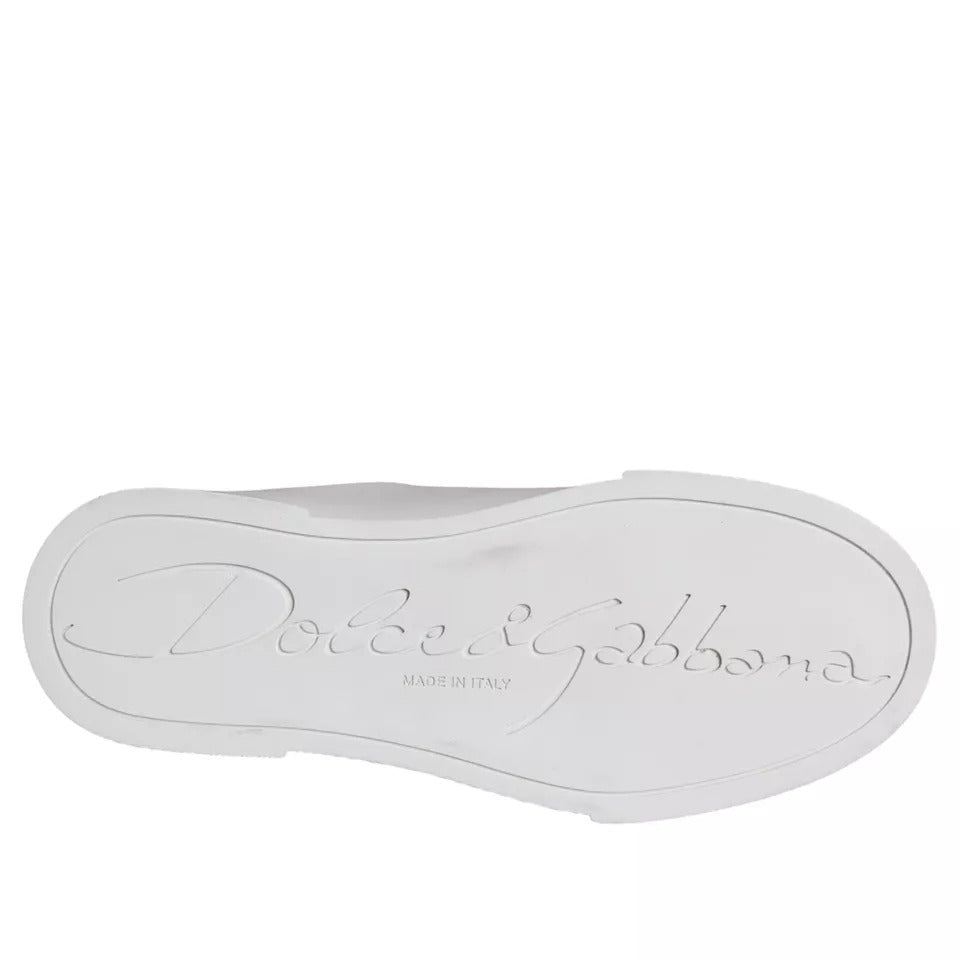 Dolce & Gabbana White Patch Calfskin Nappa Portofino Sneakers Shoes Curated Luxury Accessories by Orvyn