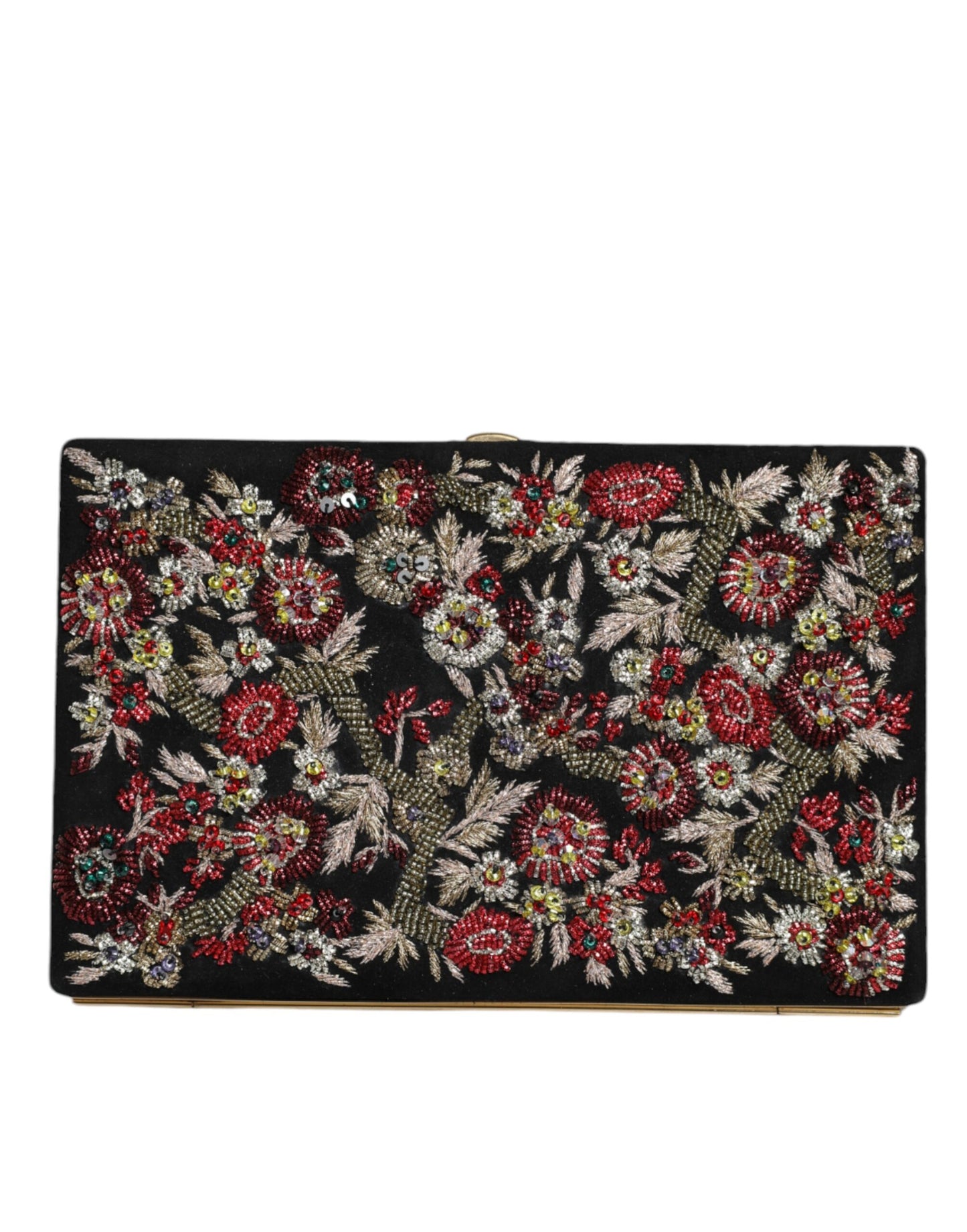 Dolce & Gabbana Multicolor Floral Gold Frame Clutch Evening Purse Bag Curated Luxury Accessories by Orvyn