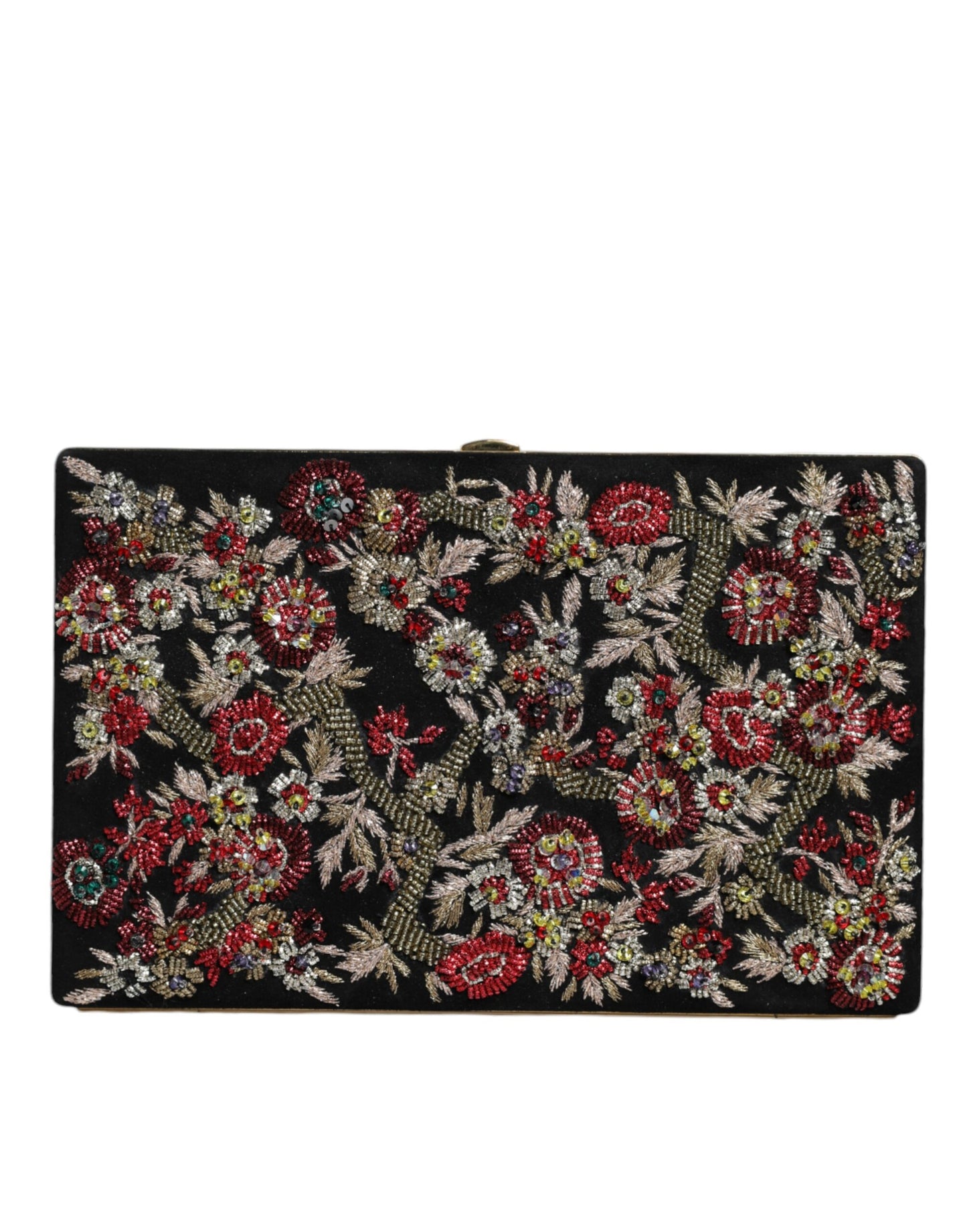 Dolce & Gabbana Multicolor Floral Gold Frame Clutch Evening Purse Bag Curated Luxury Accessories by Orvyn