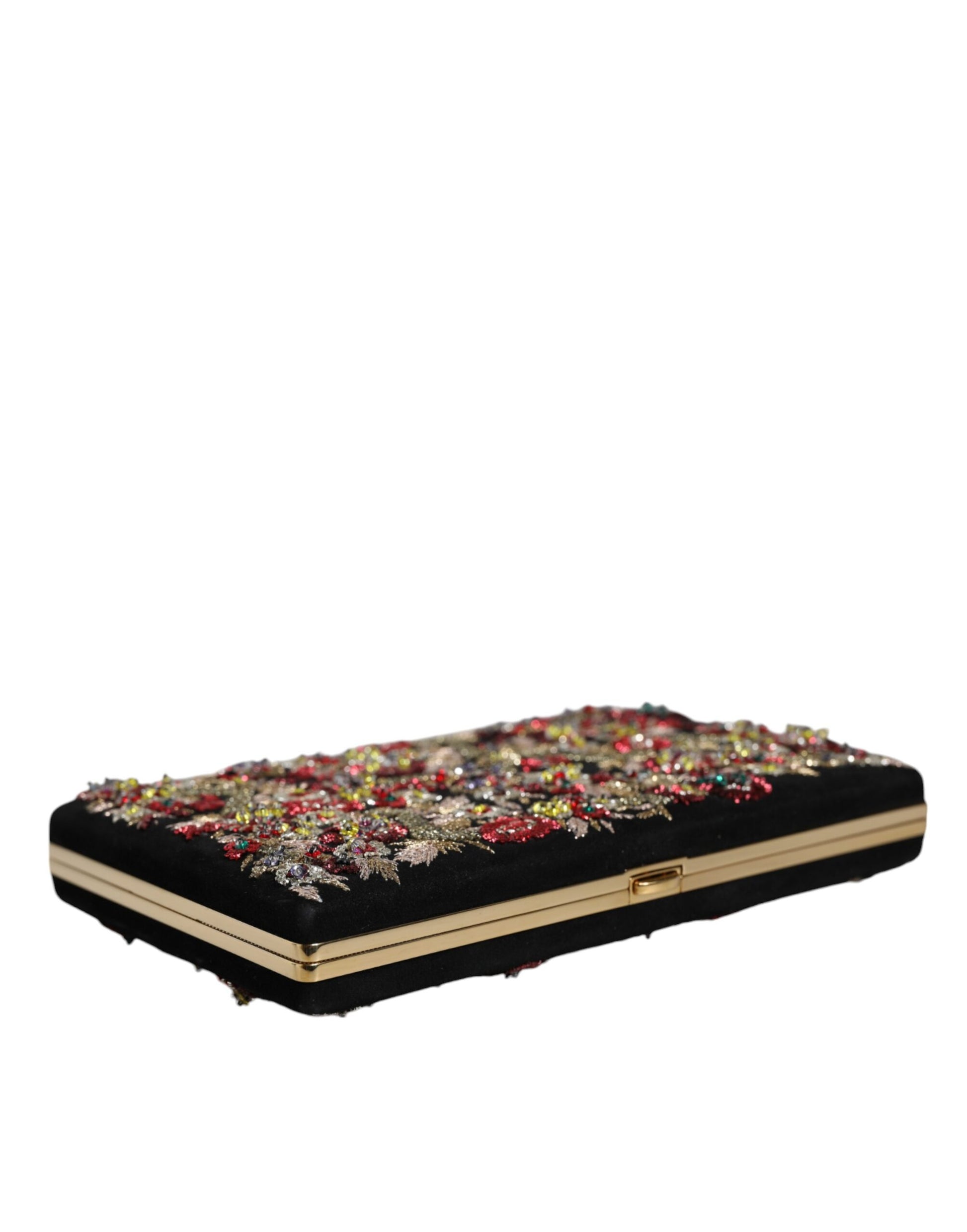 Dolce & Gabbana Multicolor Floral Gold Frame Clutch Evening Purse Bag Curated Luxury Accessories by Orvyn