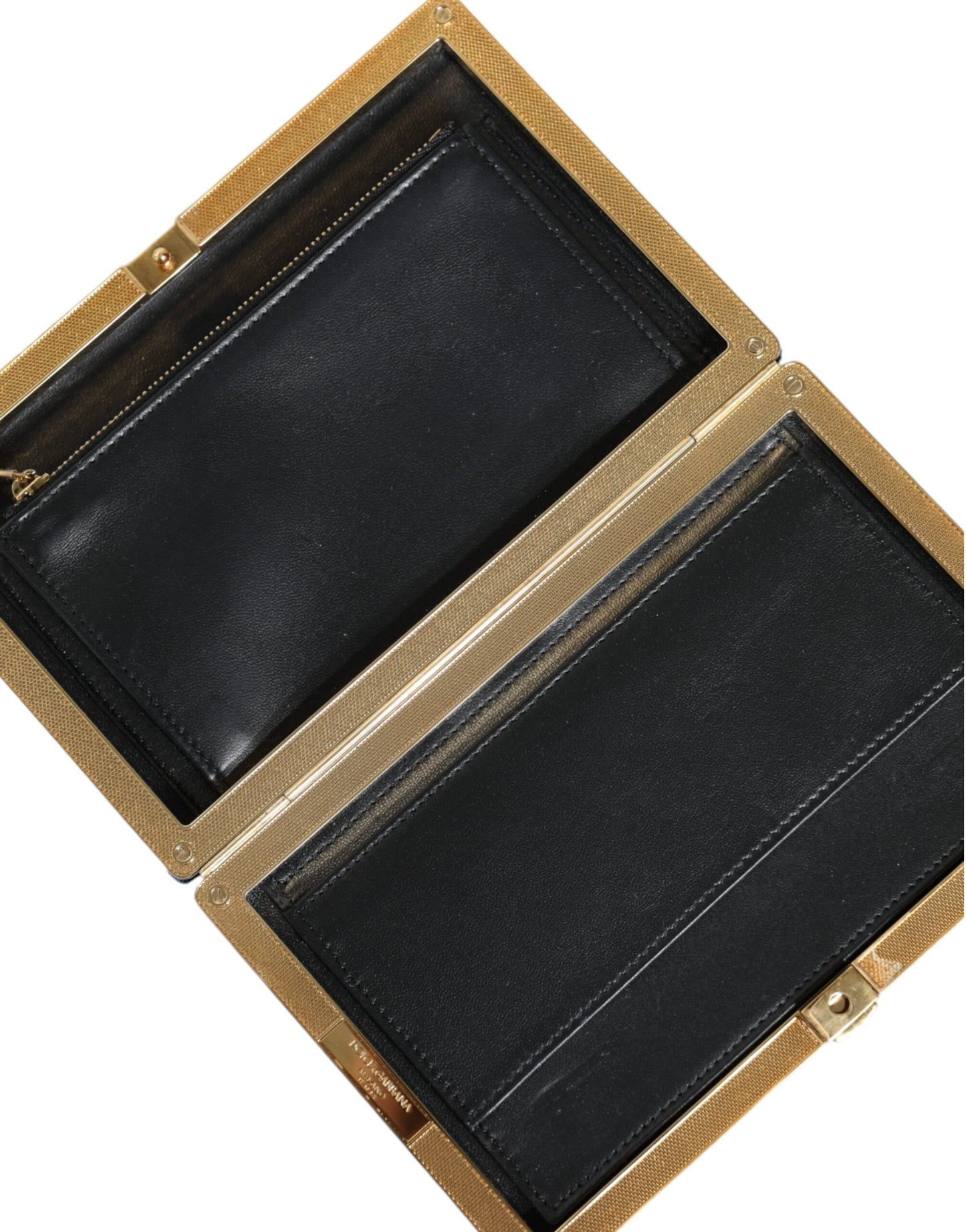 Dolce & Gabbana Blue Velvet Gold Frame Clutch Evening Party Purse Bag Curated Luxury Accessories by Orvyn