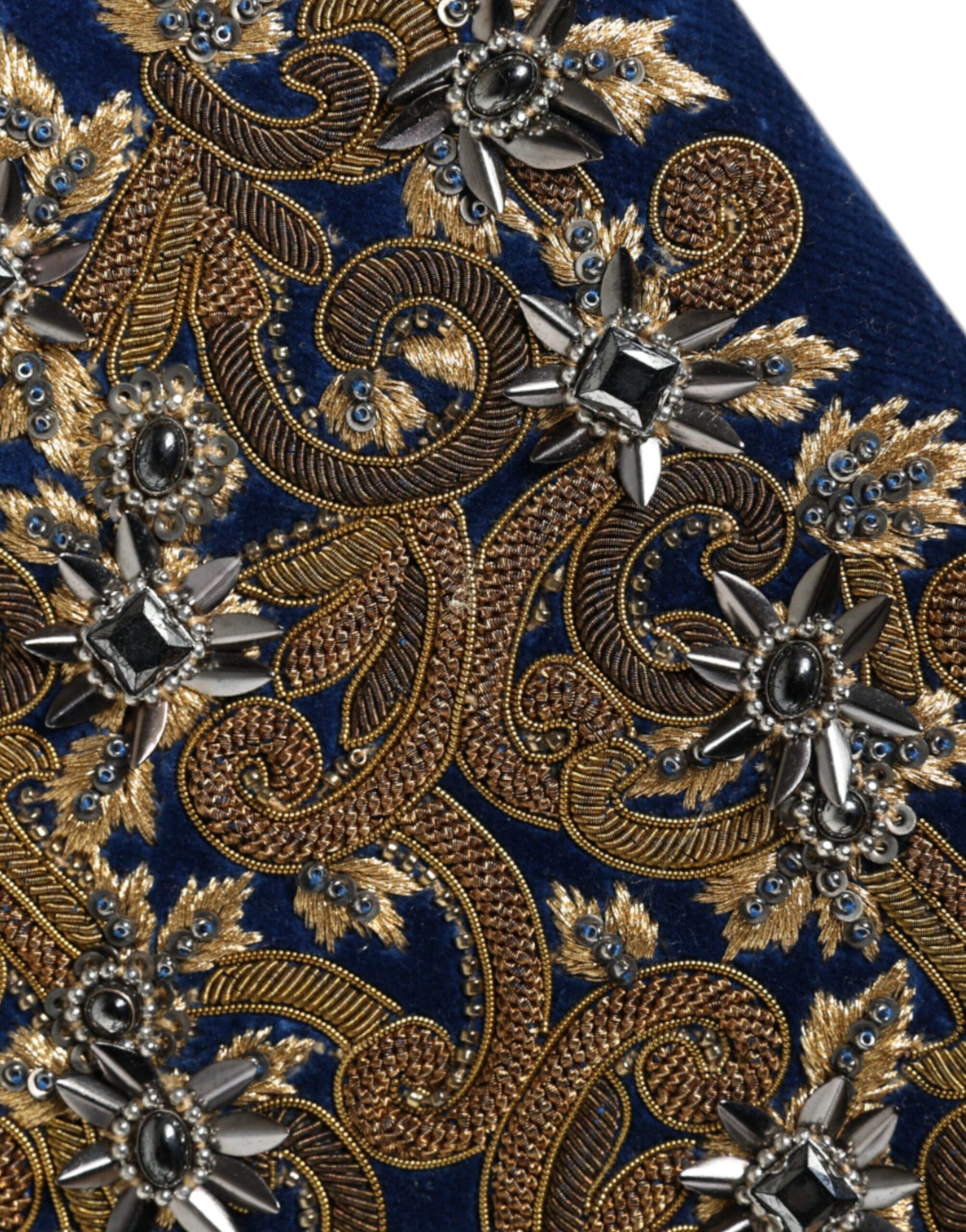 Dolce & Gabbana Blue Velvet Gold Frame Clutch Evening Party Purse Bag Curated Luxury Accessories by Orvyn