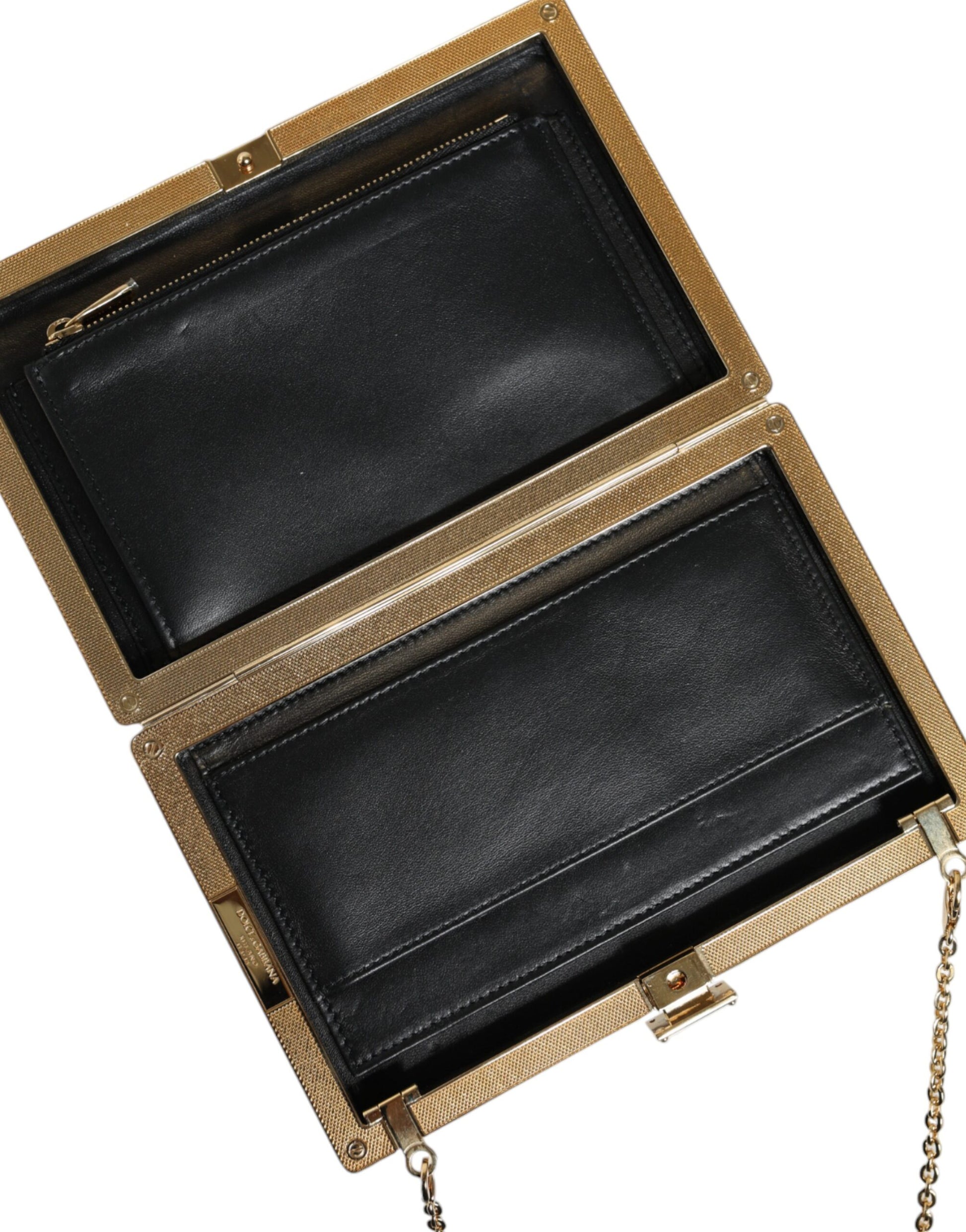 Dolce & Gabbana Brown Leather Gold Frame Clutch Mini Crossbody Bag Curated Luxury Accessories by Orvyn