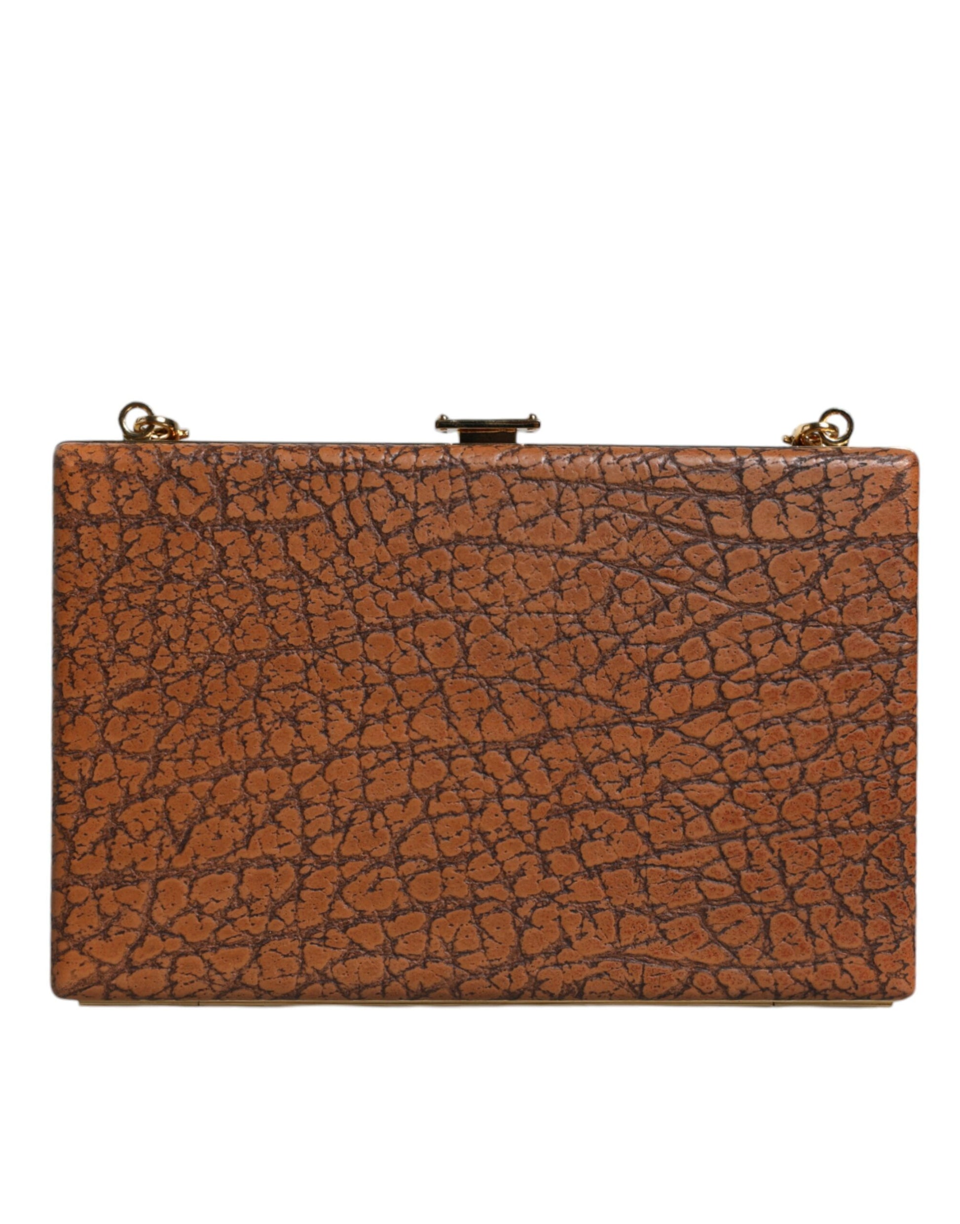 Dolce & Gabbana Brown Leather Gold Frame Clutch Mini Crossbody Bag Curated Luxury Accessories by Orvyn