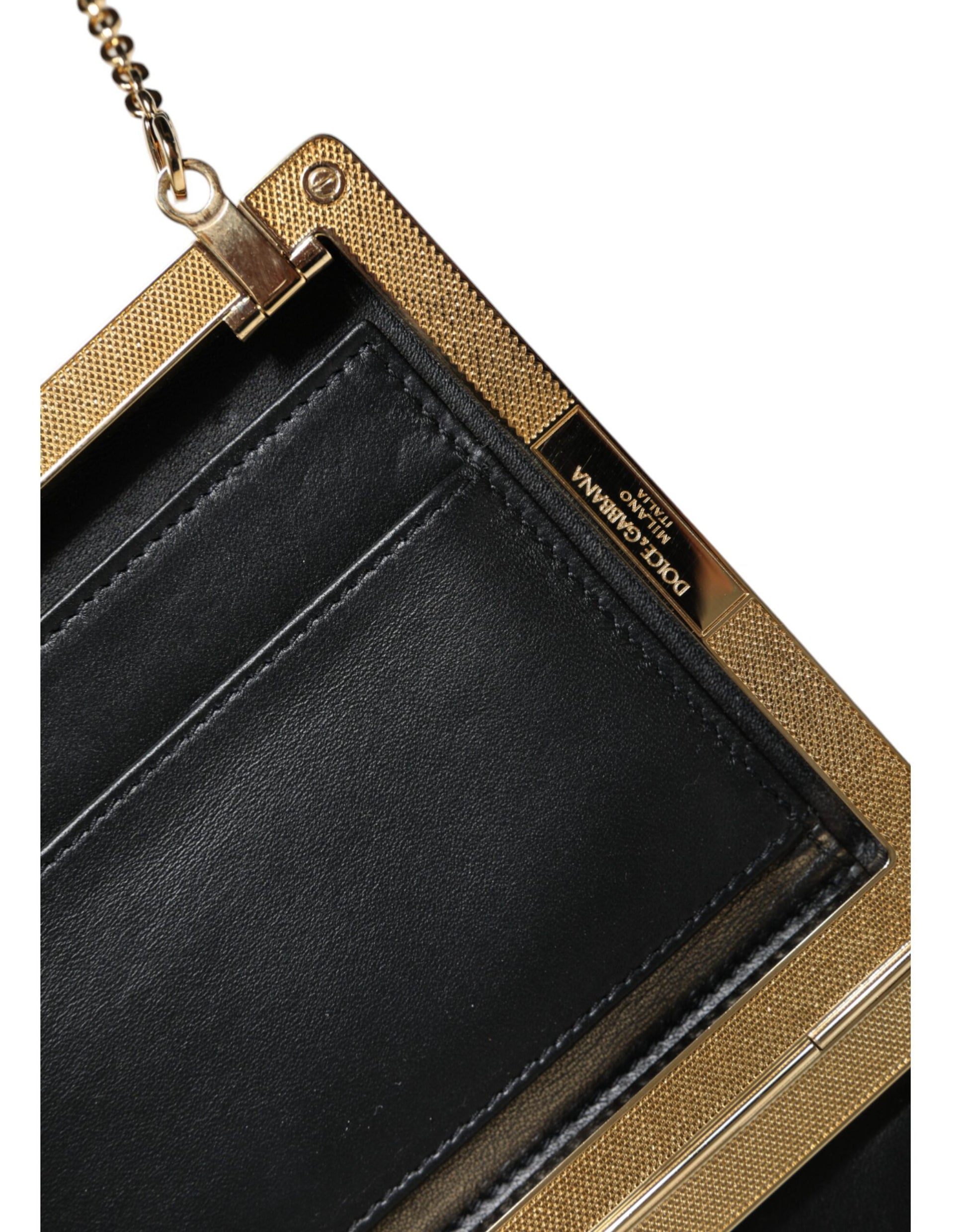 Dolce & Gabbana Brown Leather Gold Frame Clutch Mini Crossbody Bag Curated Luxury Accessories by Orvyn