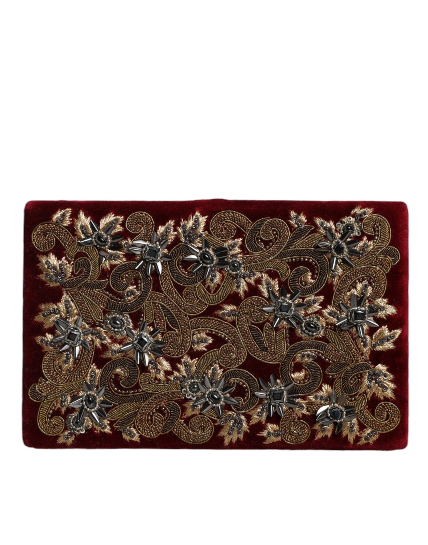 Dolce & Gabbana Red Velvet Gold Frame Clutch Evening Party Purse Bag Curated Luxury Accessories by Orvyn