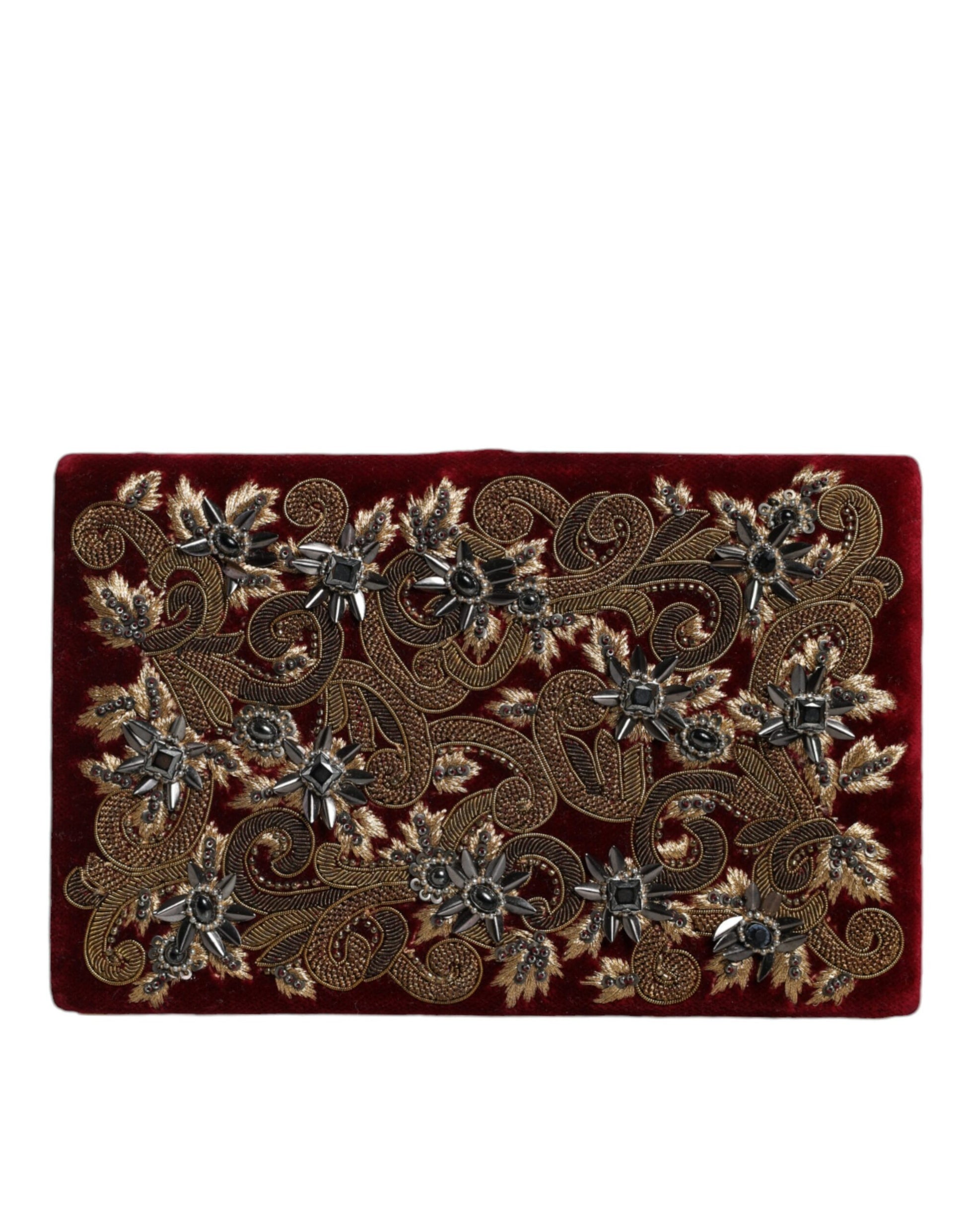 Dolce & Gabbana Red Velvet Gold Frame Clutch Evening Party Purse Bag Curated Luxury Accessories by Orvyn