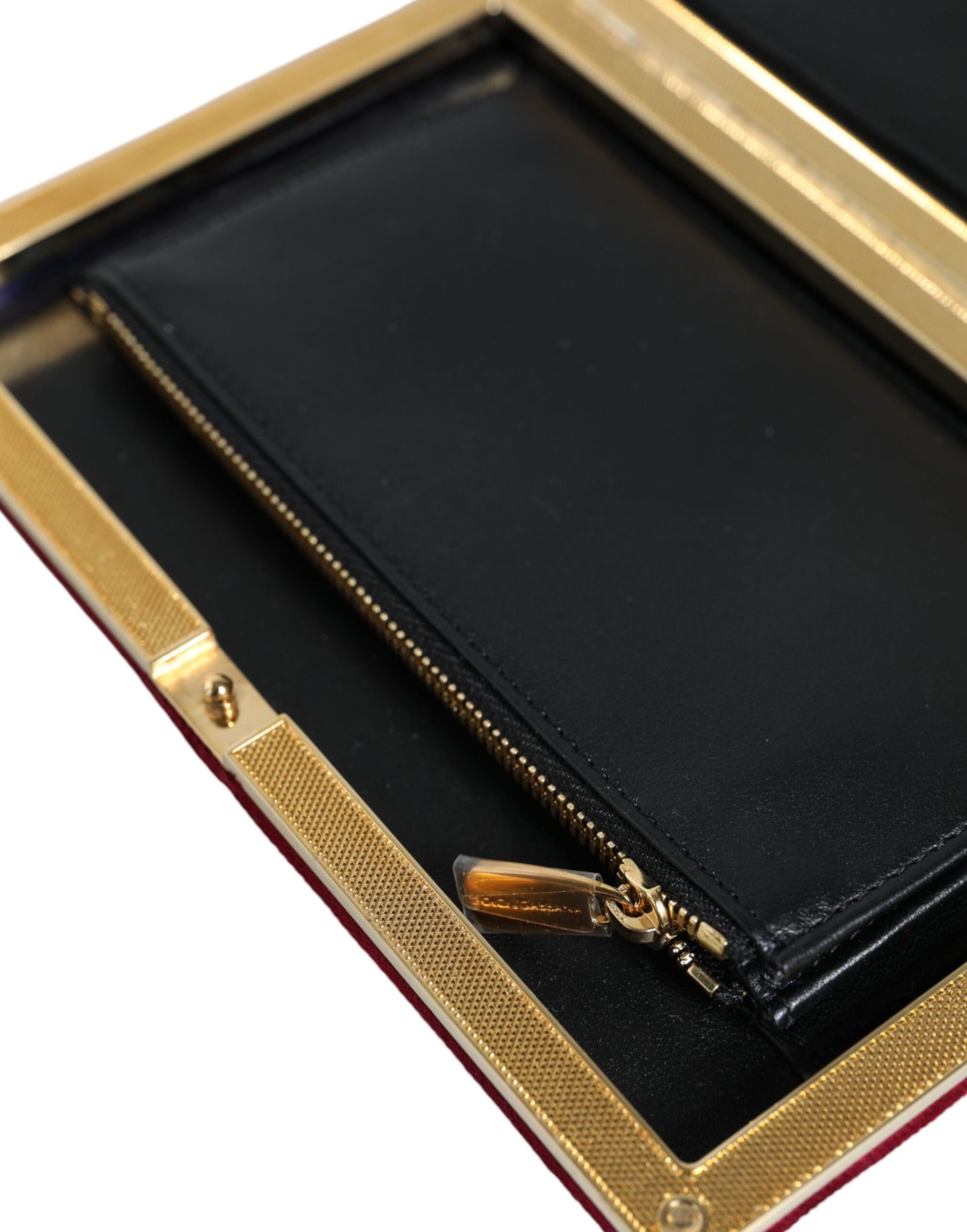 Dolce & Gabbana Red Velvet Gold Frame Clutch Evening Party Purse Bag Curated Luxury Accessories by Orvyn