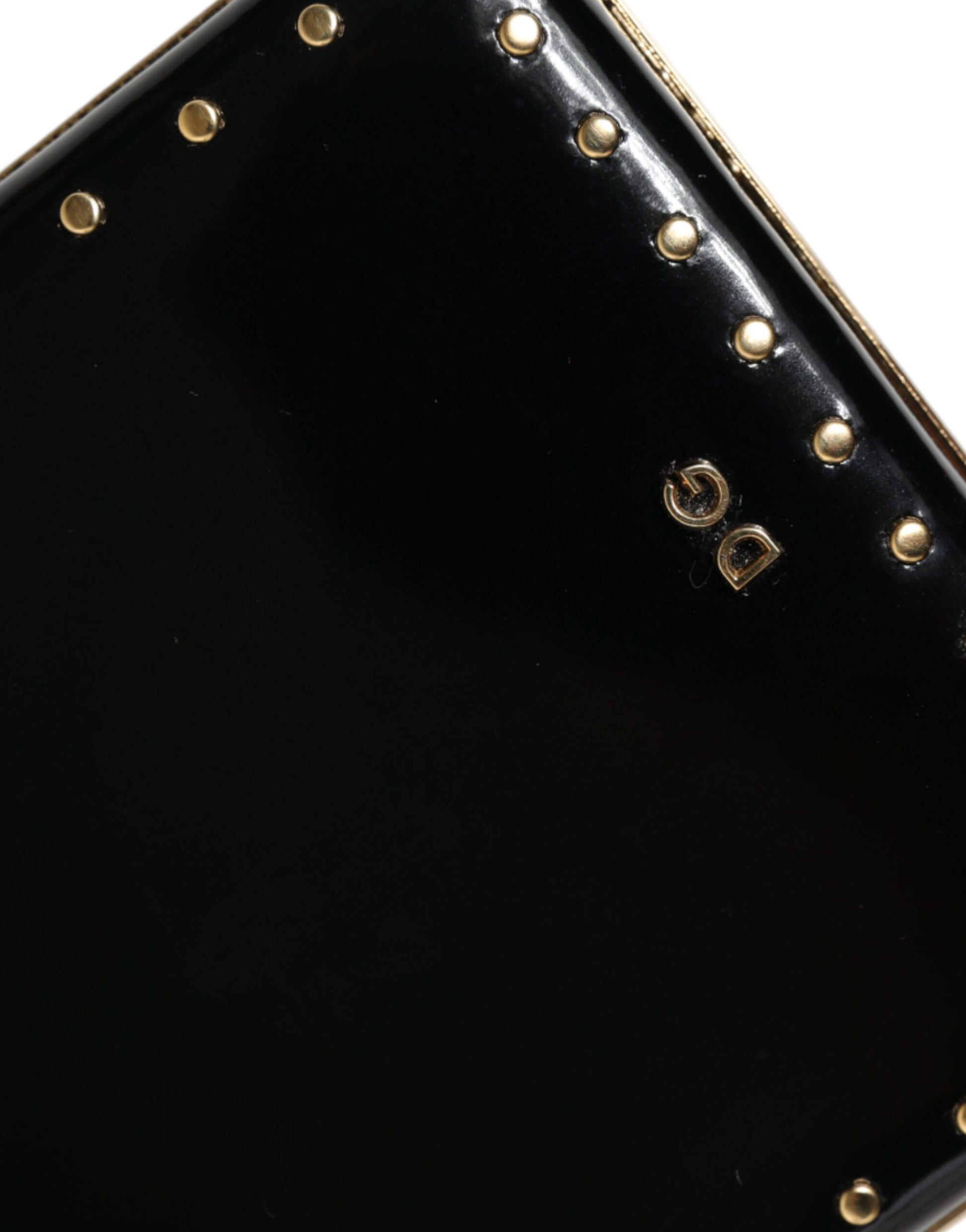 Dolce & Gabbana Black Leather Studs Gold Frame Clutch Evening Purse Bag Curated Luxury Accessories by Orvyn