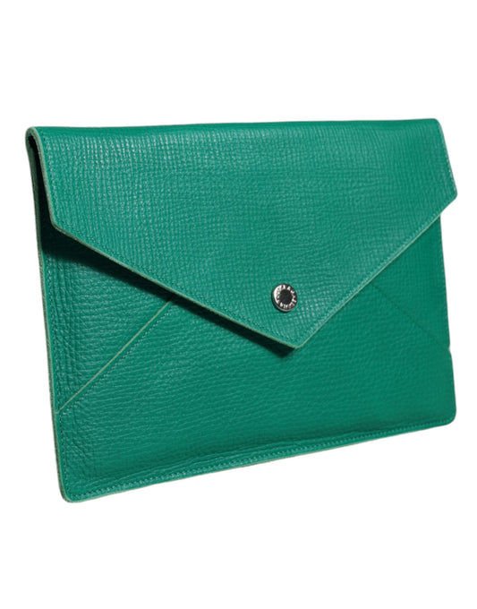 Dolce & Gabbana Green Leather Handbag Clutch Mini Purse Pouch Tablet Case Curated Luxury Accessories by Orvyn