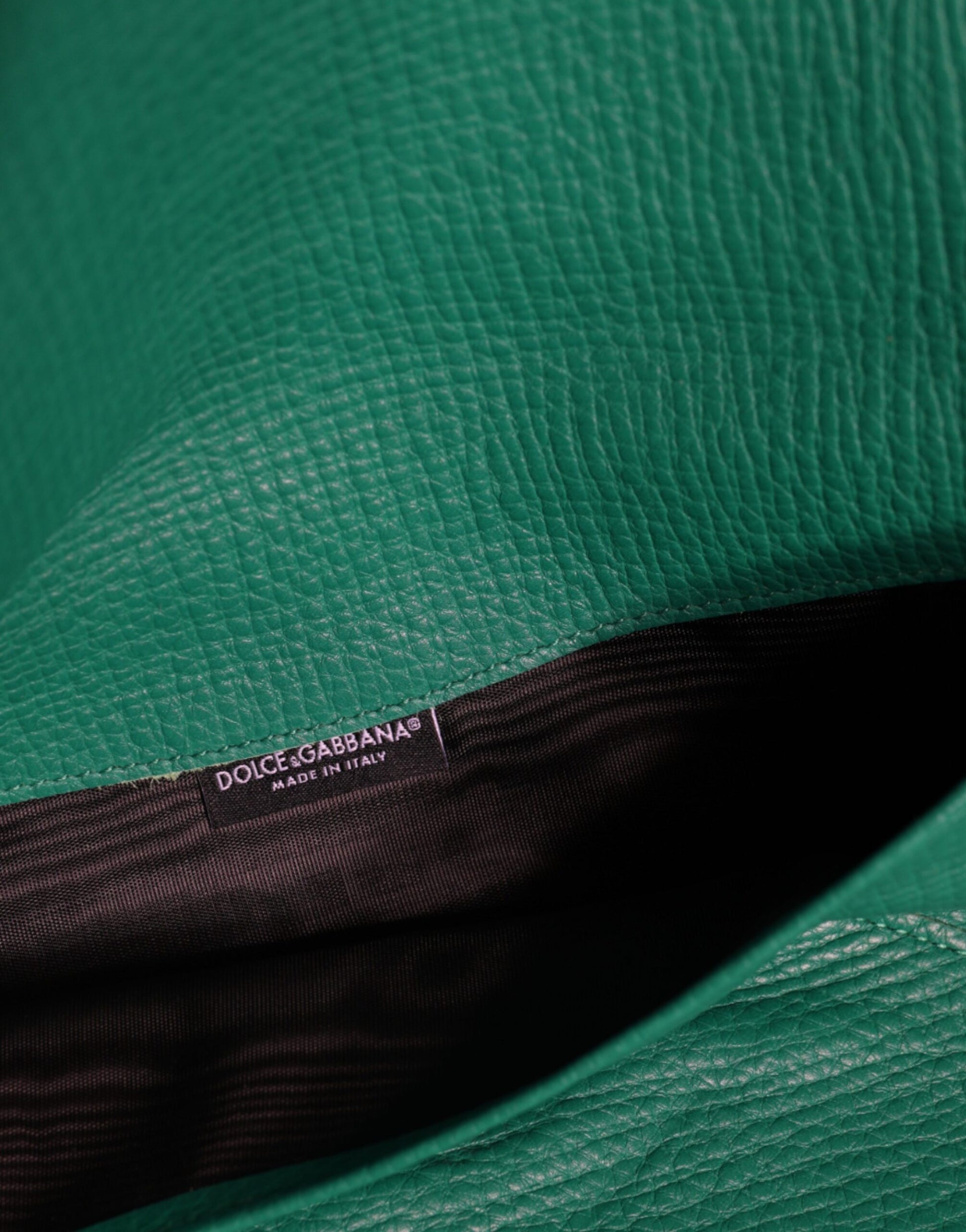 Dolce & Gabbana Green Leather Handbag Clutch Mini Purse Pouch Tablet Case Curated Luxury Accessories by Orvyn