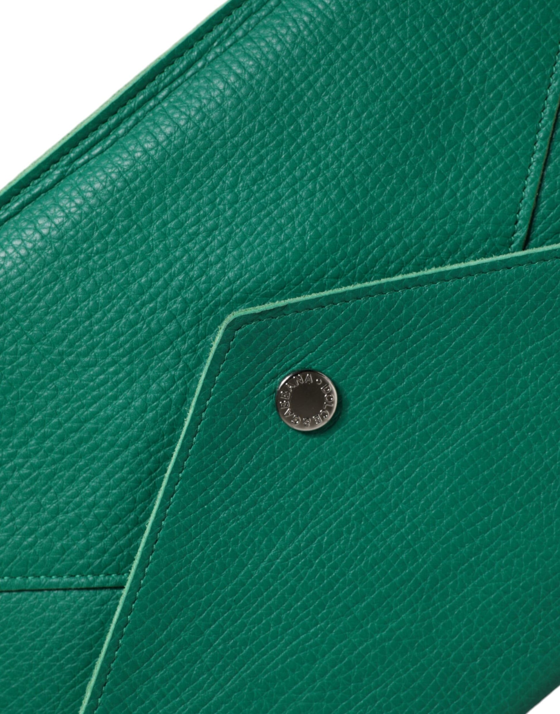 Dolce & Gabbana Green Leather Handbag Clutch Mini Purse Pouch Tablet Case Curated Luxury Accessories by Orvyn