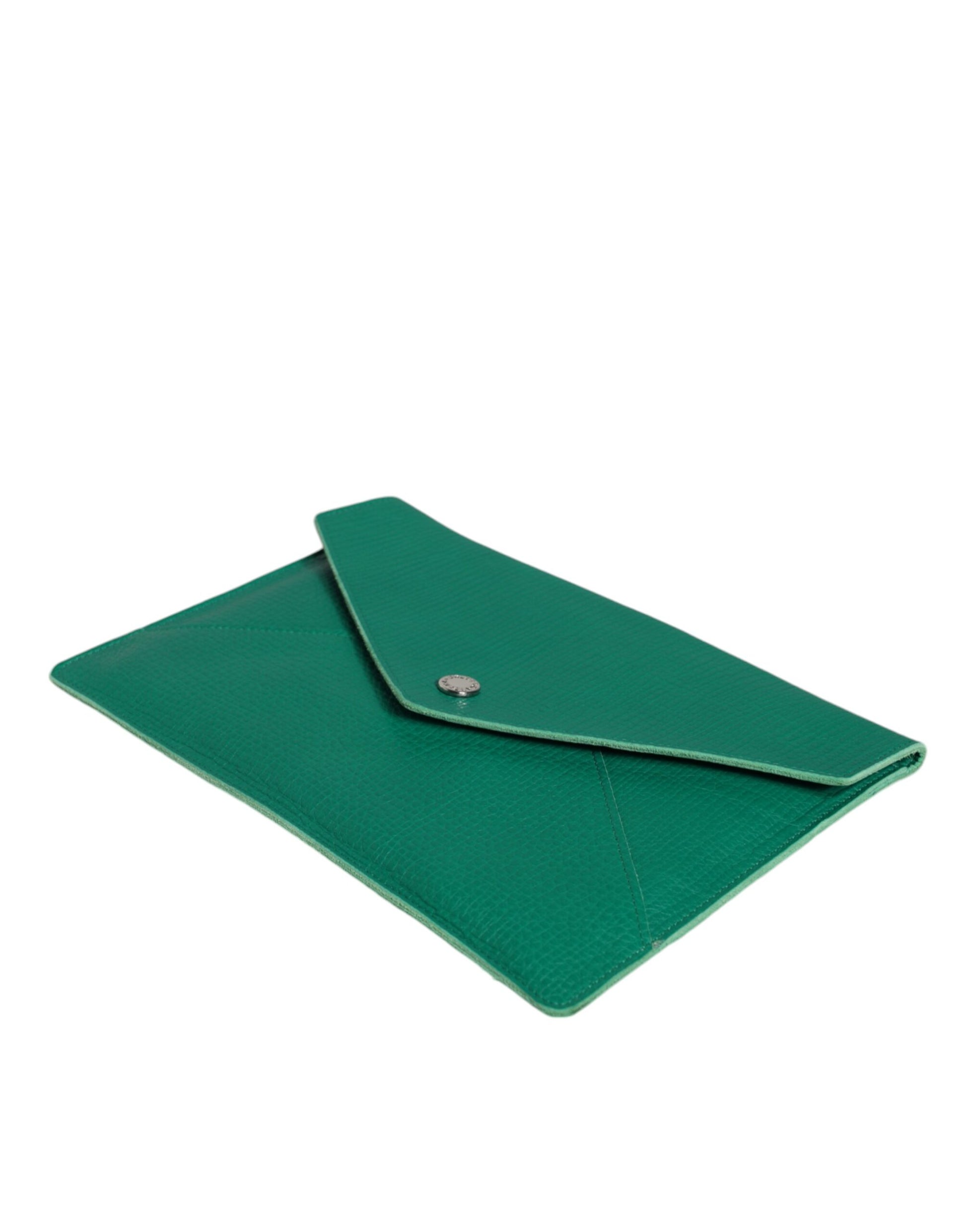 Dolce & Gabbana Green Leather Handbag Clutch Mini Purse Pouch Tablet Case Curated Luxury Accessories by Orvyn