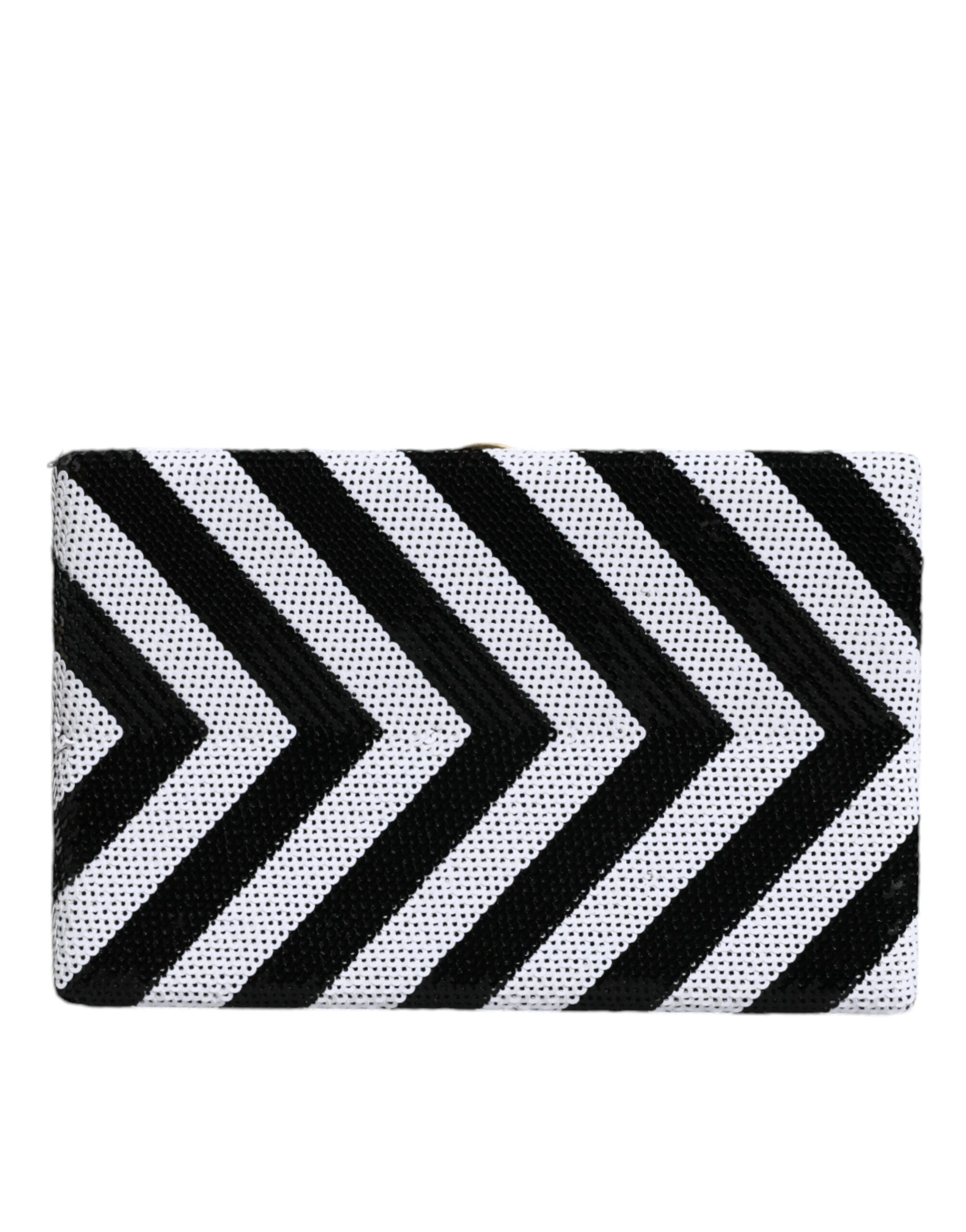 Dolce & Gabbana Black White Gold Frame Clutch Evening Party Purse Bag Curated Luxury Accessories by Orvyn