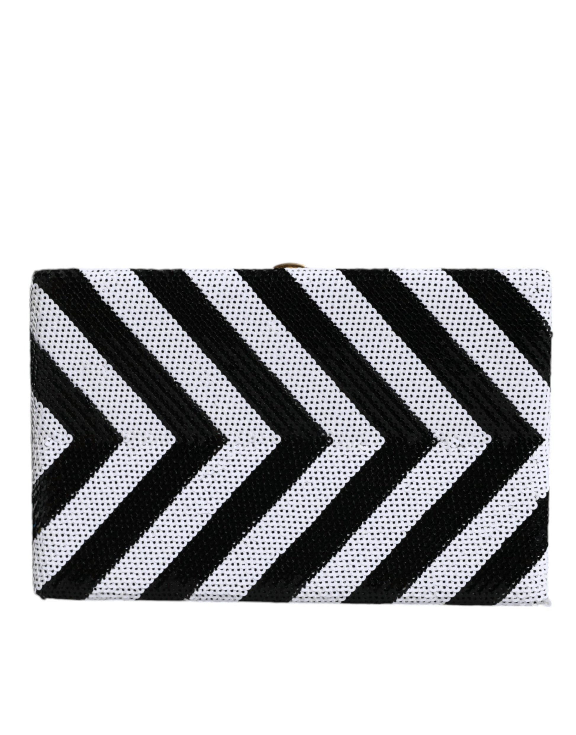 Dolce & Gabbana Black White Gold Frame Clutch Evening Party Purse Bag Curated Luxury Accessories by Orvyn