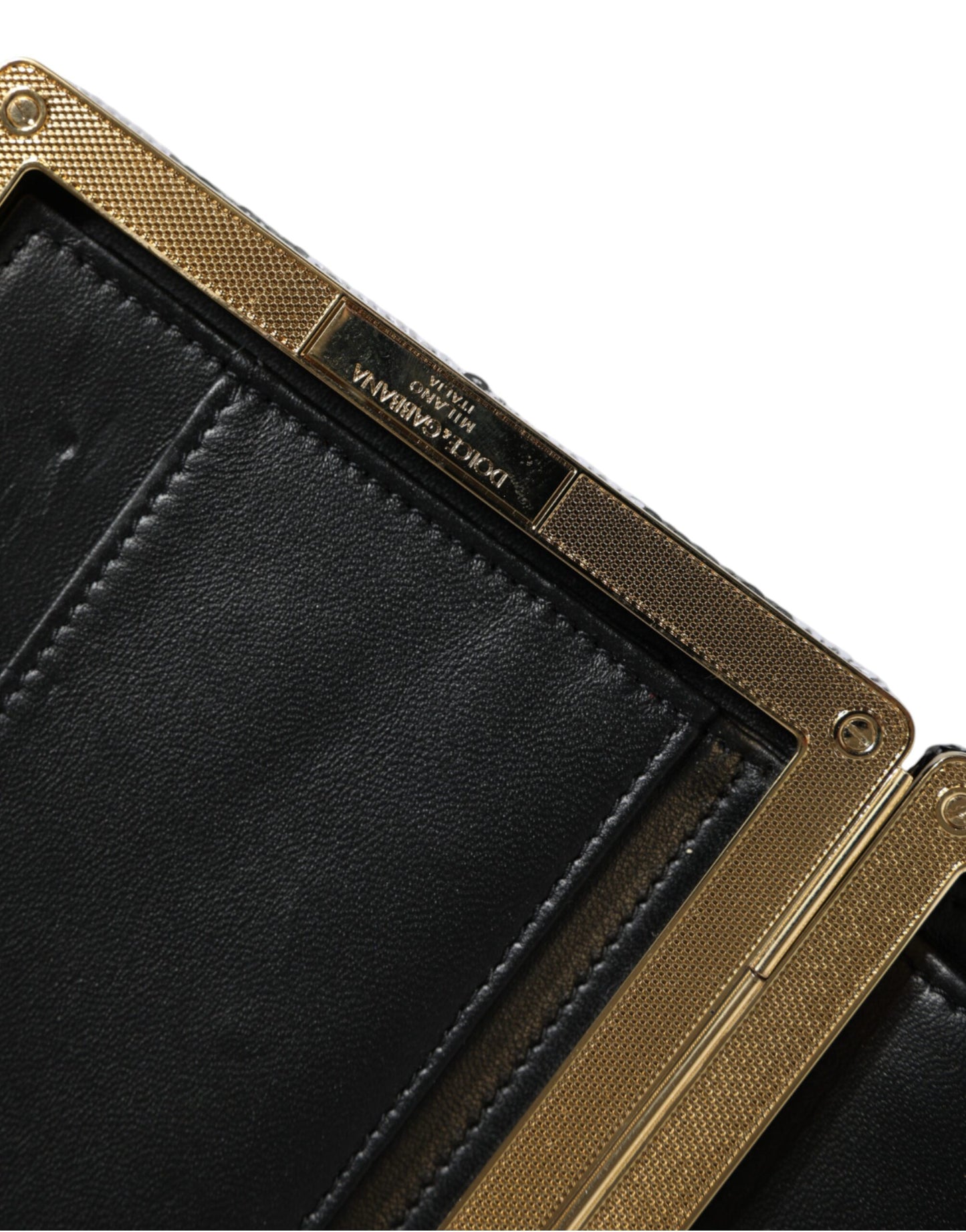 Dolce & Gabbana Black White Gold Frame Clutch Evening Party Purse Bag Curated Luxury Accessories by Orvyn