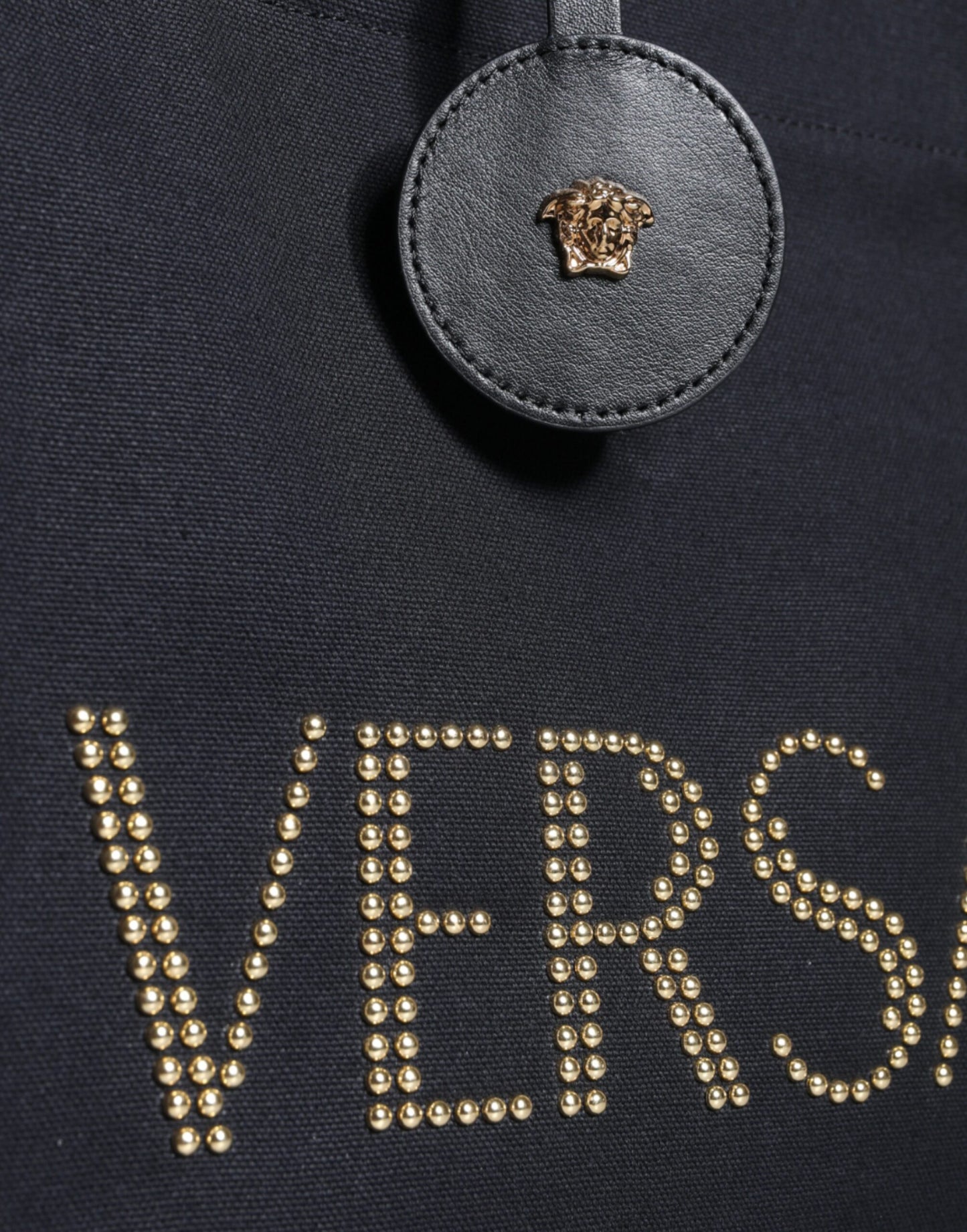 Versace Black Top Handle Canvas Leather Logo Crossbody Tote Bag Curated Luxury Accessories by Orvyn