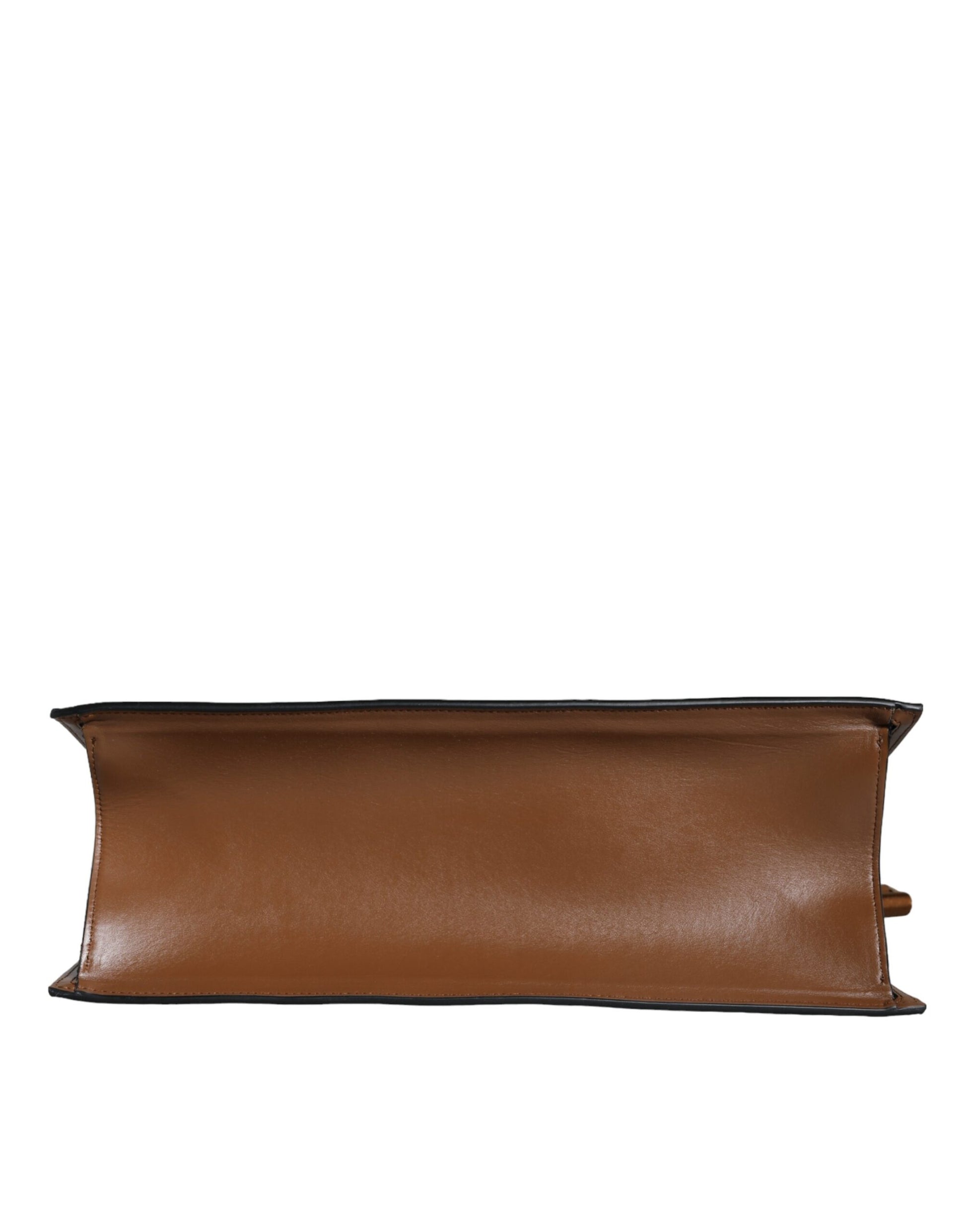 Versace Brown Top Handle Jacquard Leather Logo Crossbody Tote Bag Curated Luxury Accessories by Orvyn