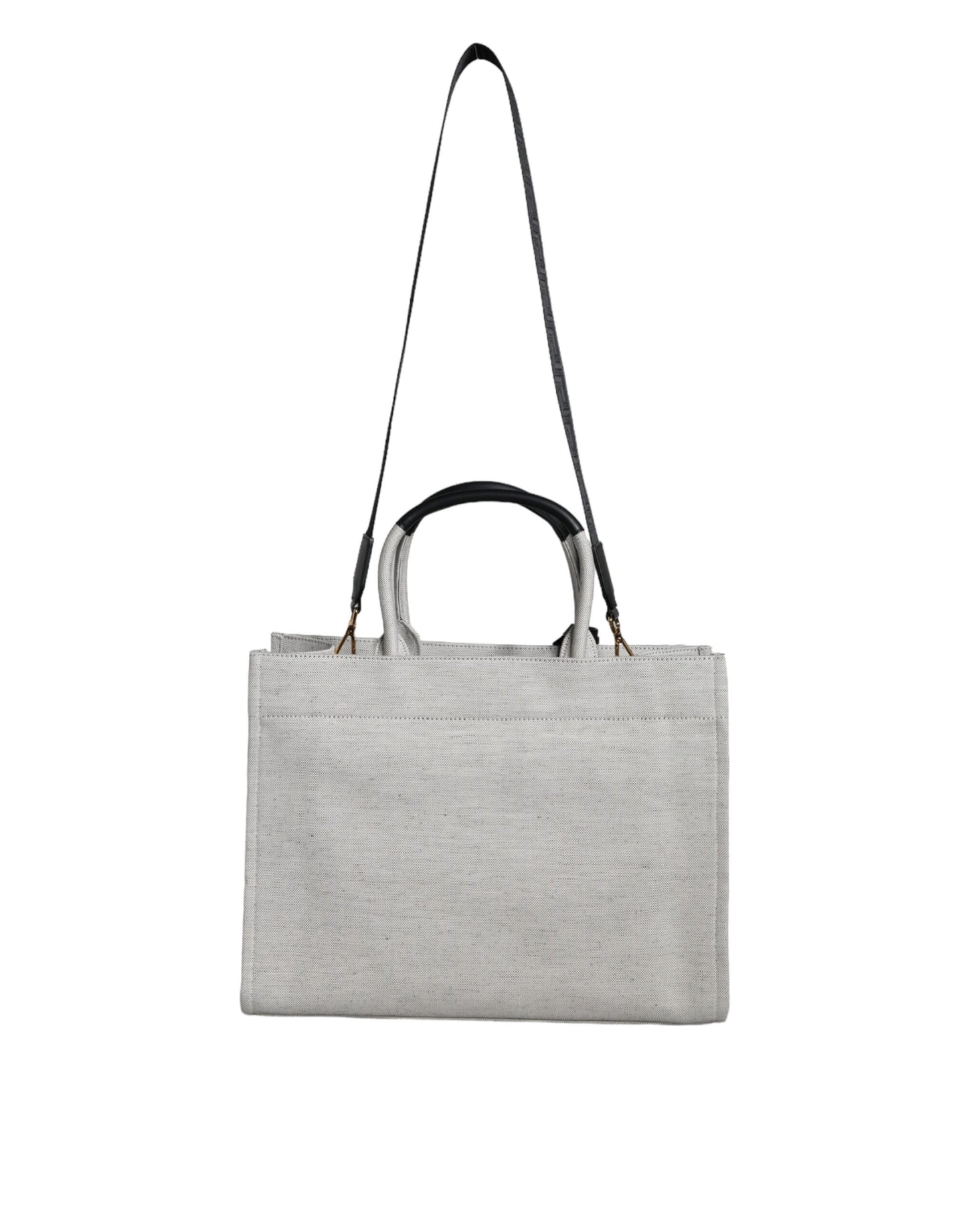 Versace White Top Handle Canvas Leather Logo Crossbody Tote Bag Curated Luxury Accessories by Orvyn