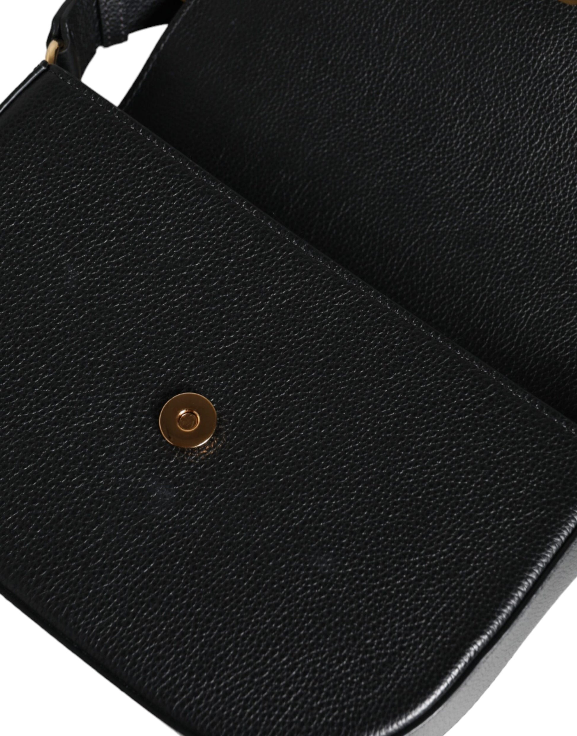 Versace Black Grainy Calf Leather Logo Crossbody Shoulder Bag Curated Luxury Accessories by Orvyn