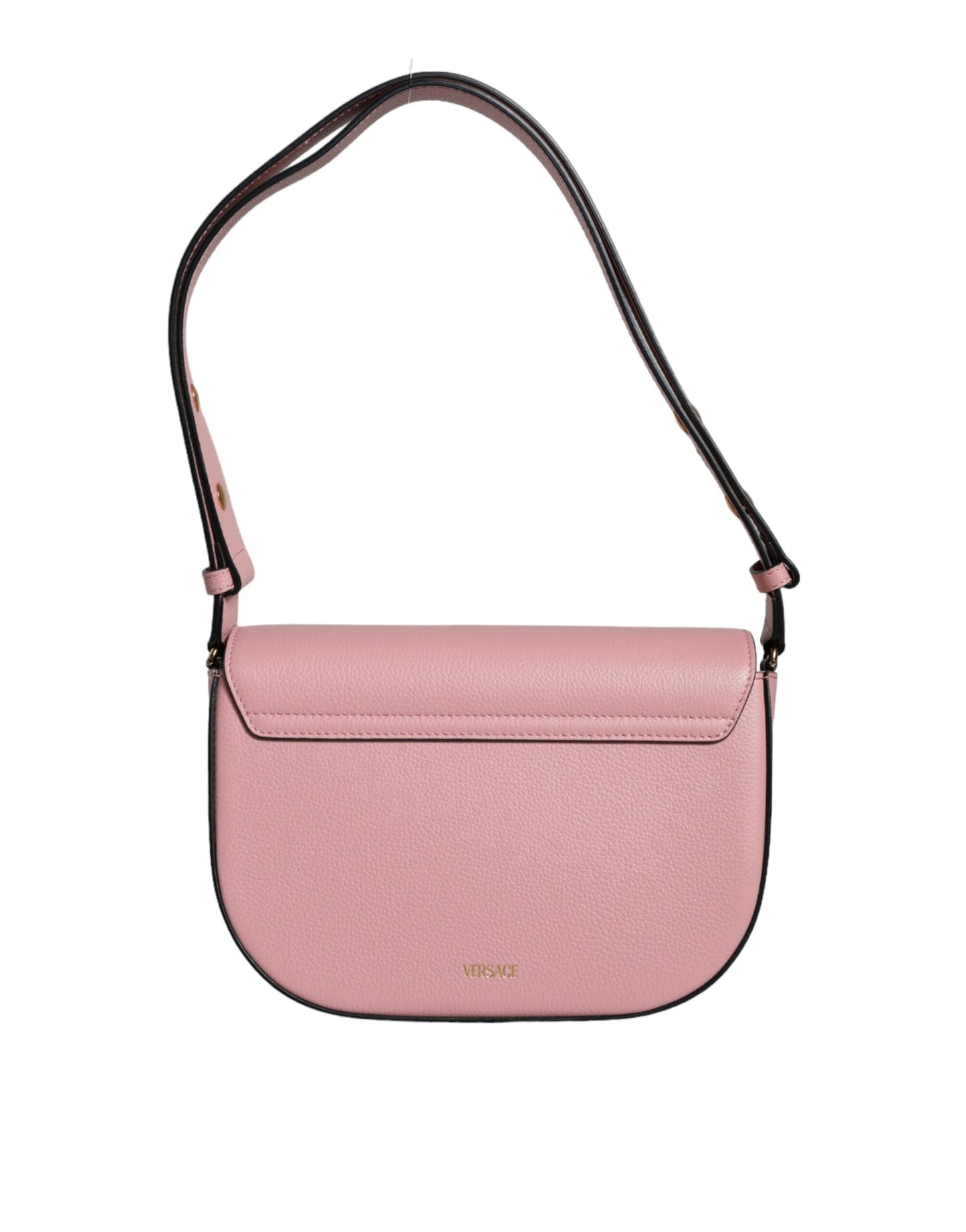 Versace Pink Grainy Calf Leather Logo Crossbody Shoulder Bag Curated Luxury Accessories by Orvyn