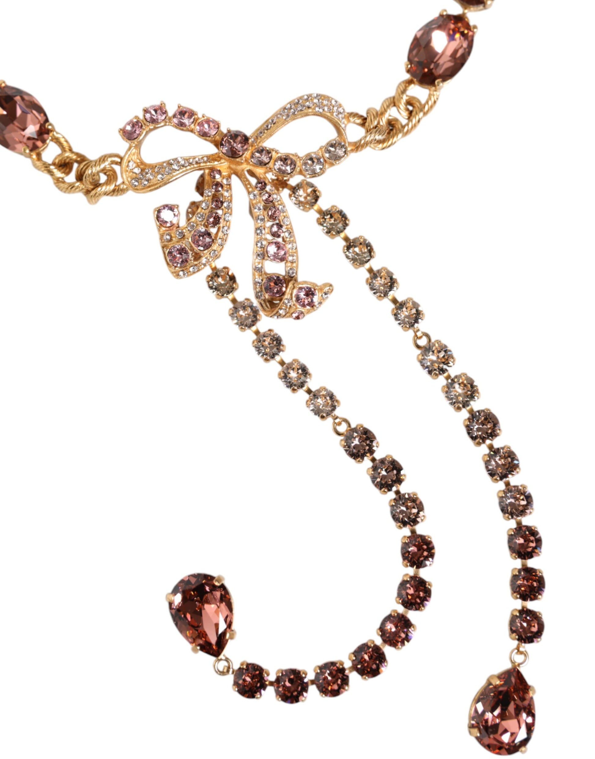 Dolce & Gabbana Gold Tone Brass Crystal Embellished Belt Curated Luxury Accessories by Orvyn