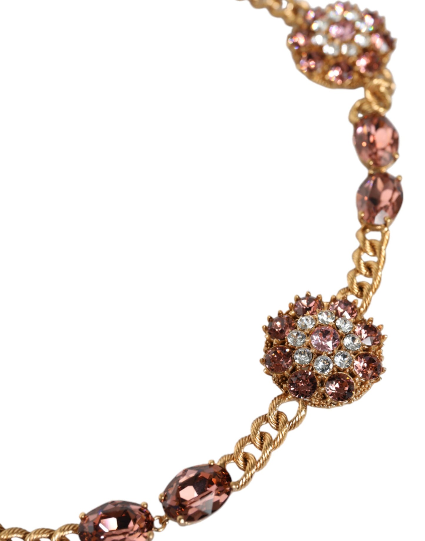 Dolce & Gabbana Gold Tone Brass Crystal Embellished Belt Curated Luxury Accessories by Orvyn