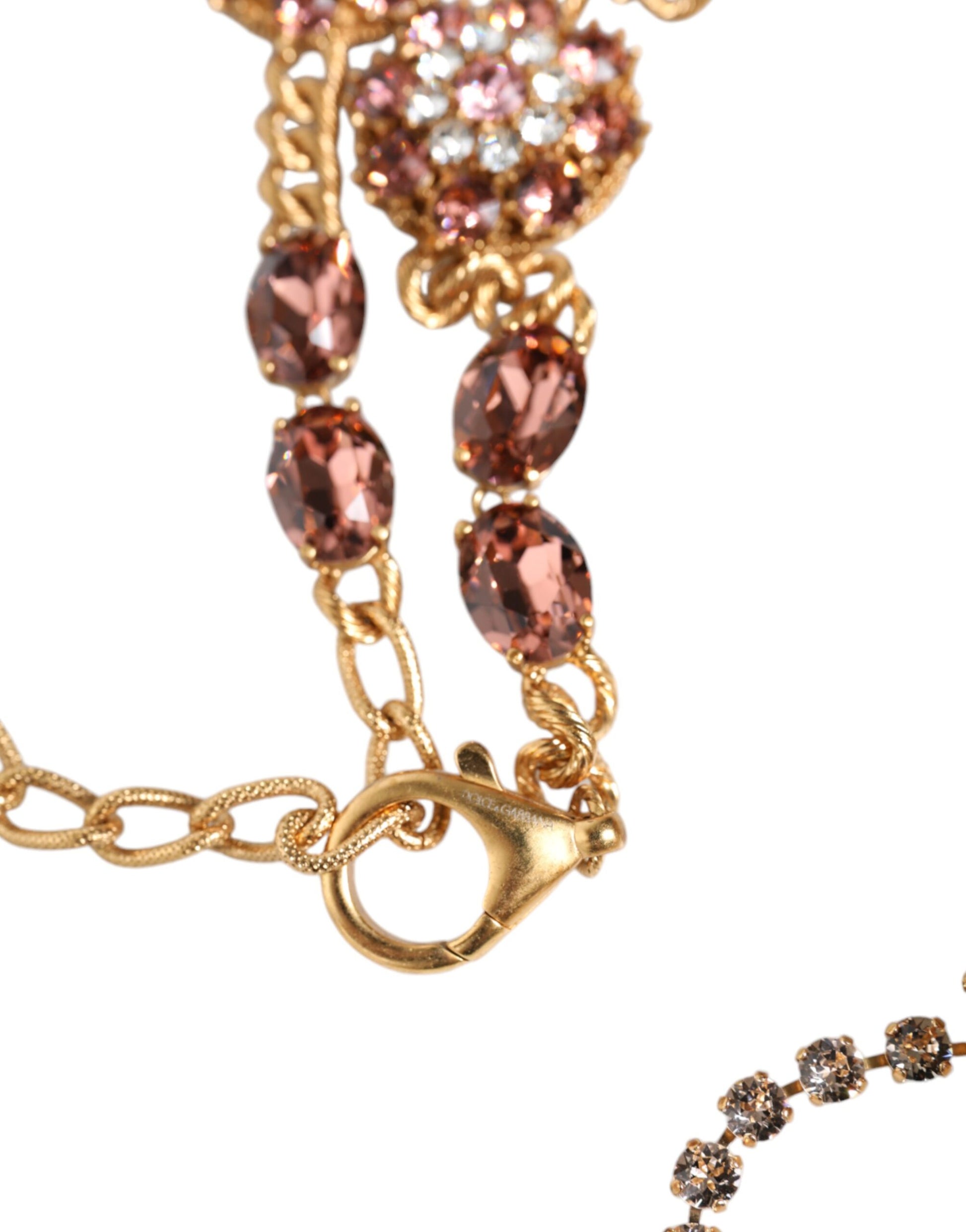 Dolce & Gabbana Gold Tone Brass Crystal Embellished Belt Curated Luxury Accessories by Orvyn