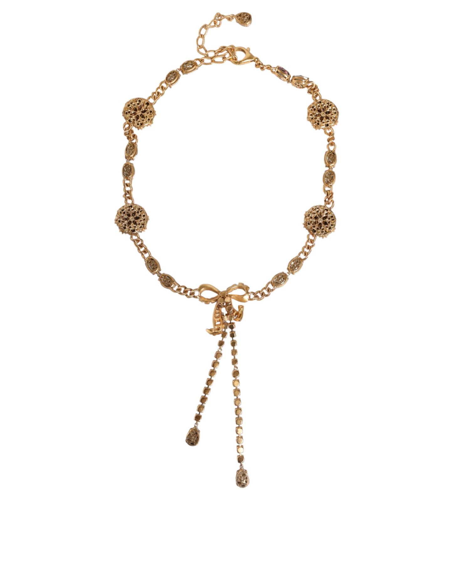 Dolce & Gabbana Gold Tone Brass Crystal Embellished Belt Curated Luxury Accessories by Orvyn