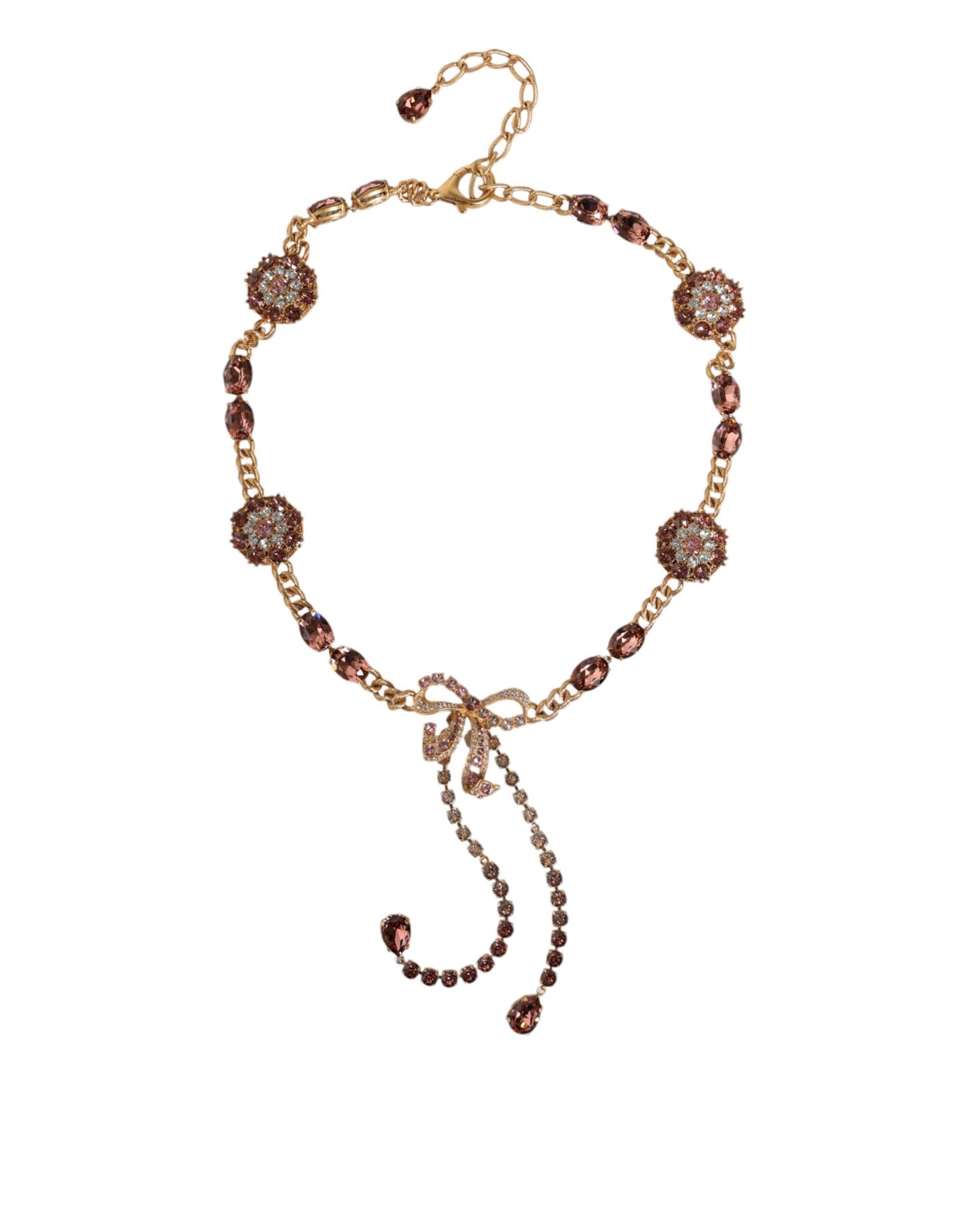 Dolce & Gabbana Gold Tone Brass Crystal Embellished Waist Chain Belt Curated Luxury Accessories by Orvyn