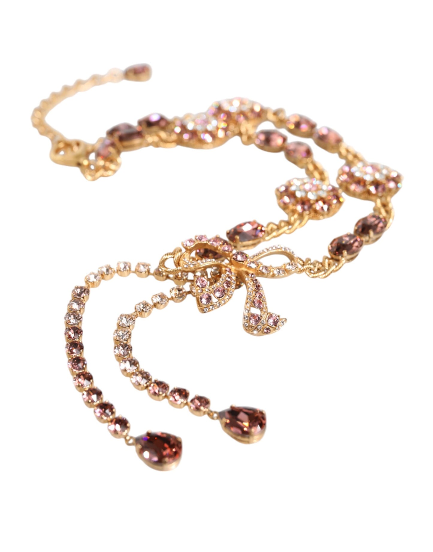 Dolce & Gabbana Gold Tone Brass Crystal Embellished Waist Chain Belt Curated Luxury Accessories by Orvyn