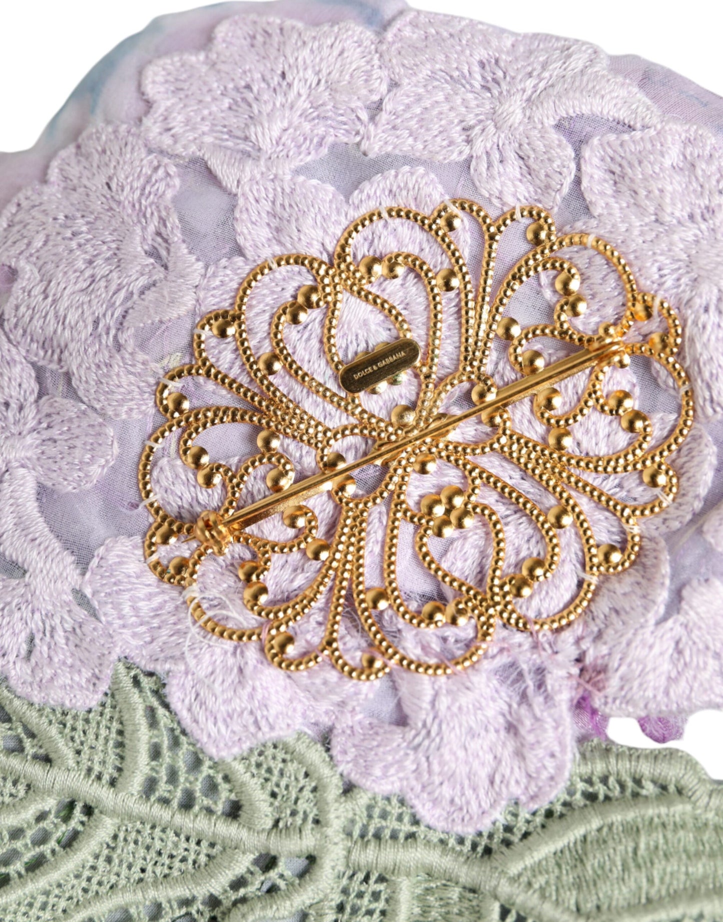 Dolce & Gabbana Multicolor Hydrangea Gold Brass Pin Brooch Curated Luxury Accessories by Orvyn