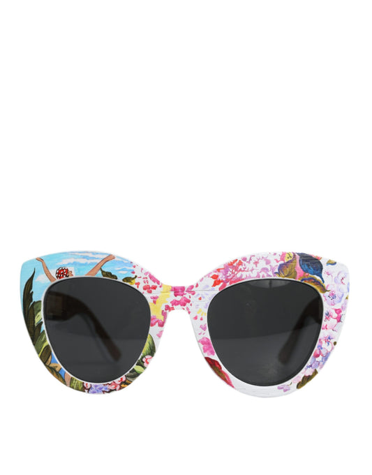 Dolce & Gabbana Multicolor Wood Crystal Brass Frame Floral Hand Paint Sunglasses Curated Luxury Accessories by Orvyn