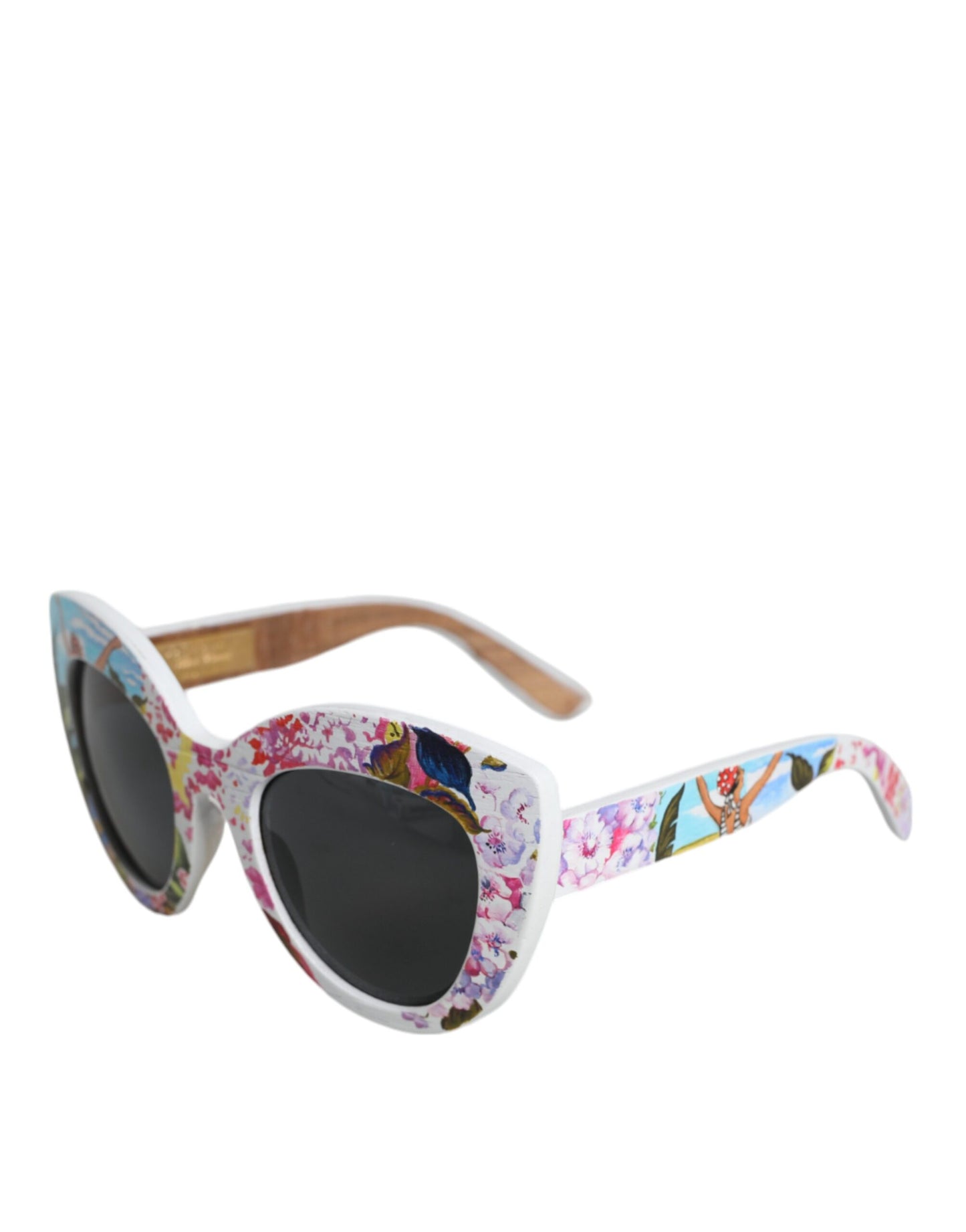 Dolce & Gabbana Multicolor Wood Crystal Brass Frame Floral Hand Paint Sunglasses Curated Luxury Accessories by Orvyn