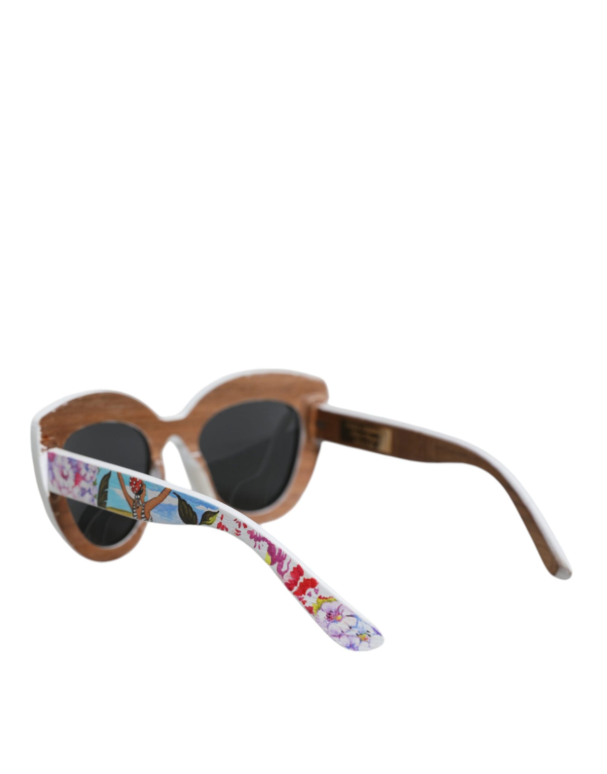 Dolce & Gabbana Multicolor Wood Crystal Brass Frame Floral Hand Paint Sunglasses Curated Luxury Accessories by Orvyn