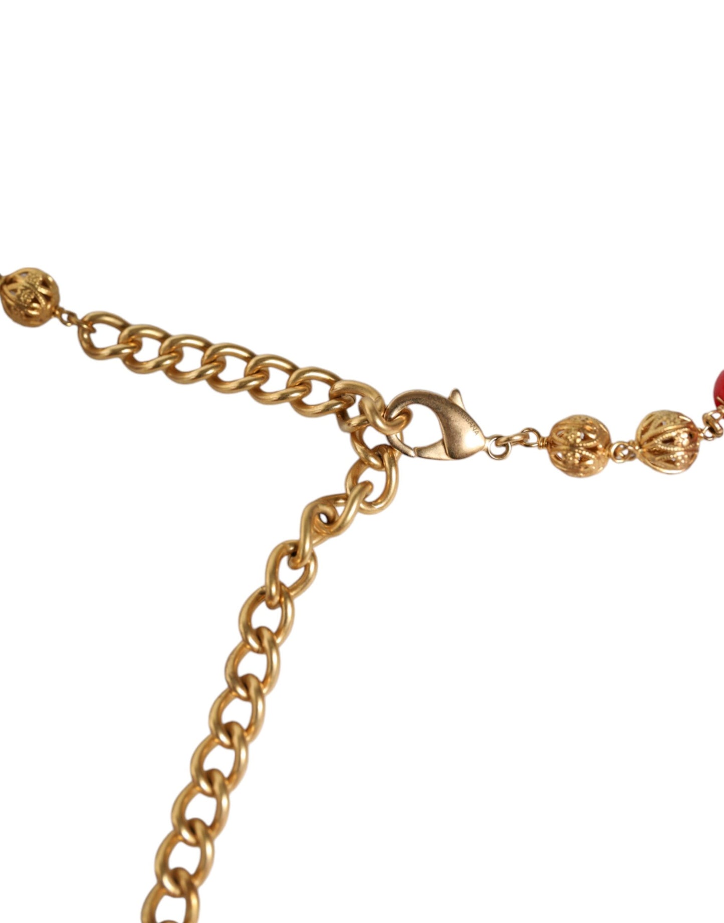 Dolce & Gabbana Gold Brass Red Fur Crystal Waist Torero Belt Curated Luxury Accessories by Orvyn