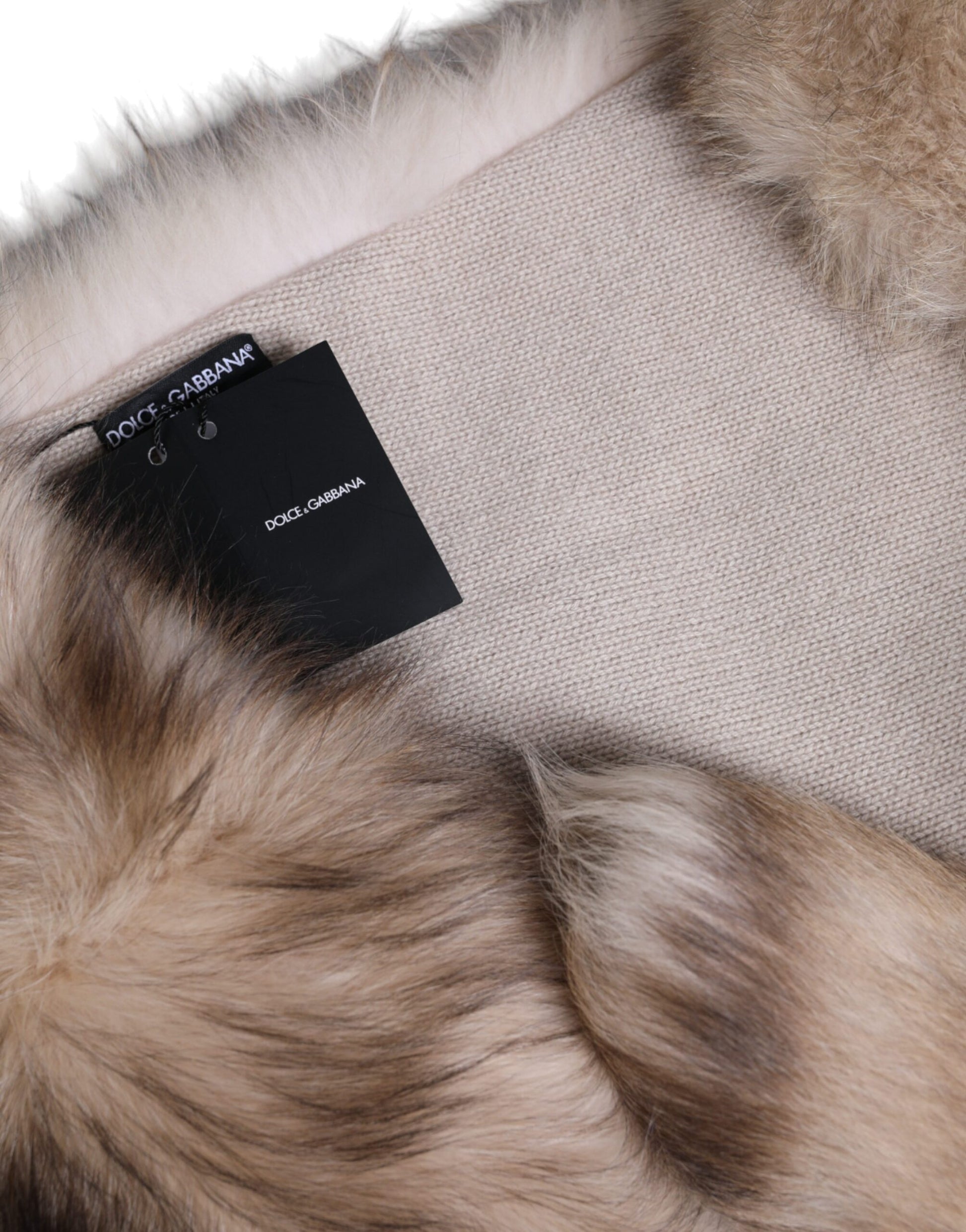 Dolce & Gabbana Brown Frost Fox Fur Neck Warmer Winter Scarf Curated Luxury Accessories by Orvyn