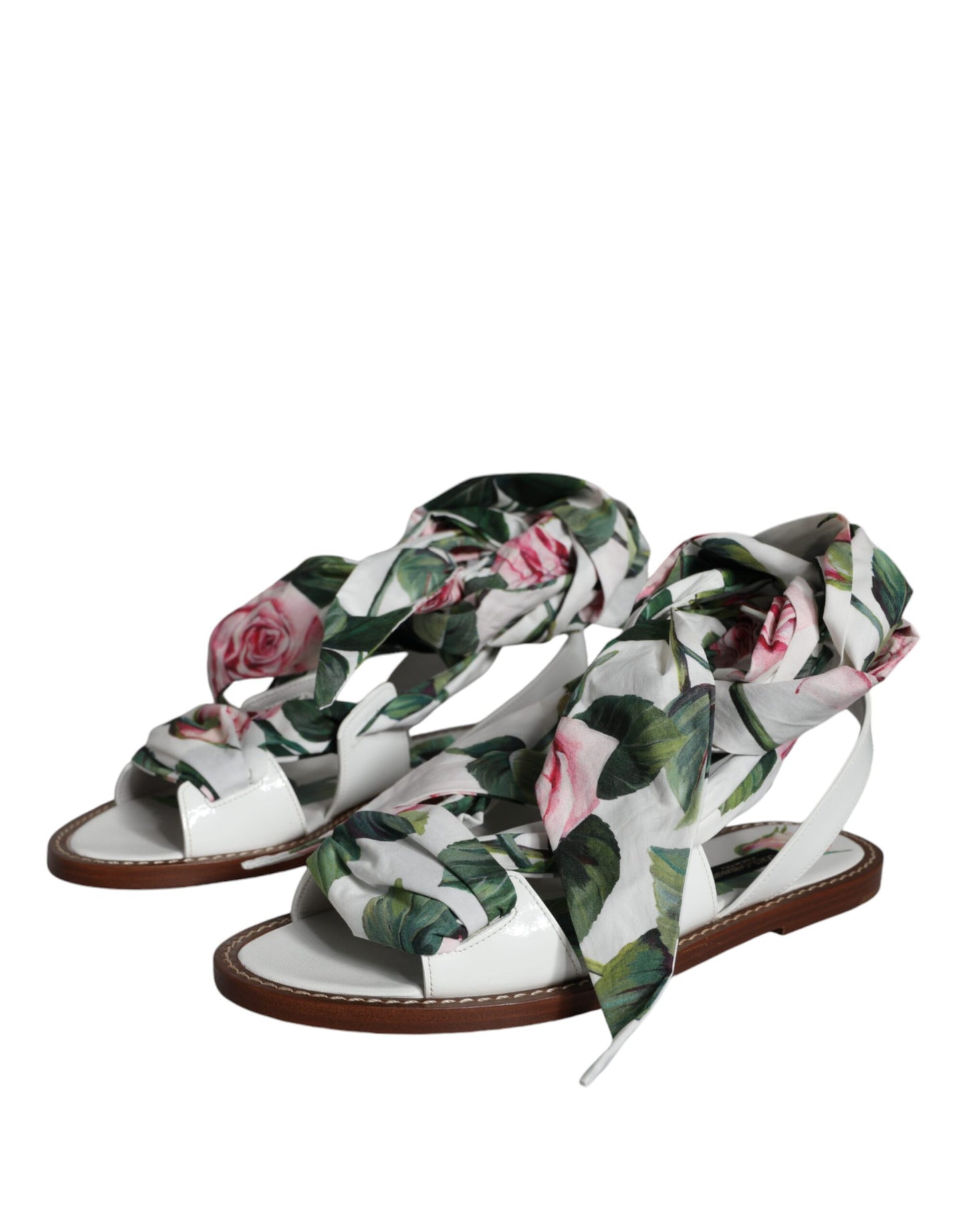 Dolce & Gabbana Multicolor Floral Print Ankle Wrap Sandals Shoes Curated Luxury Accessories by Orvyn