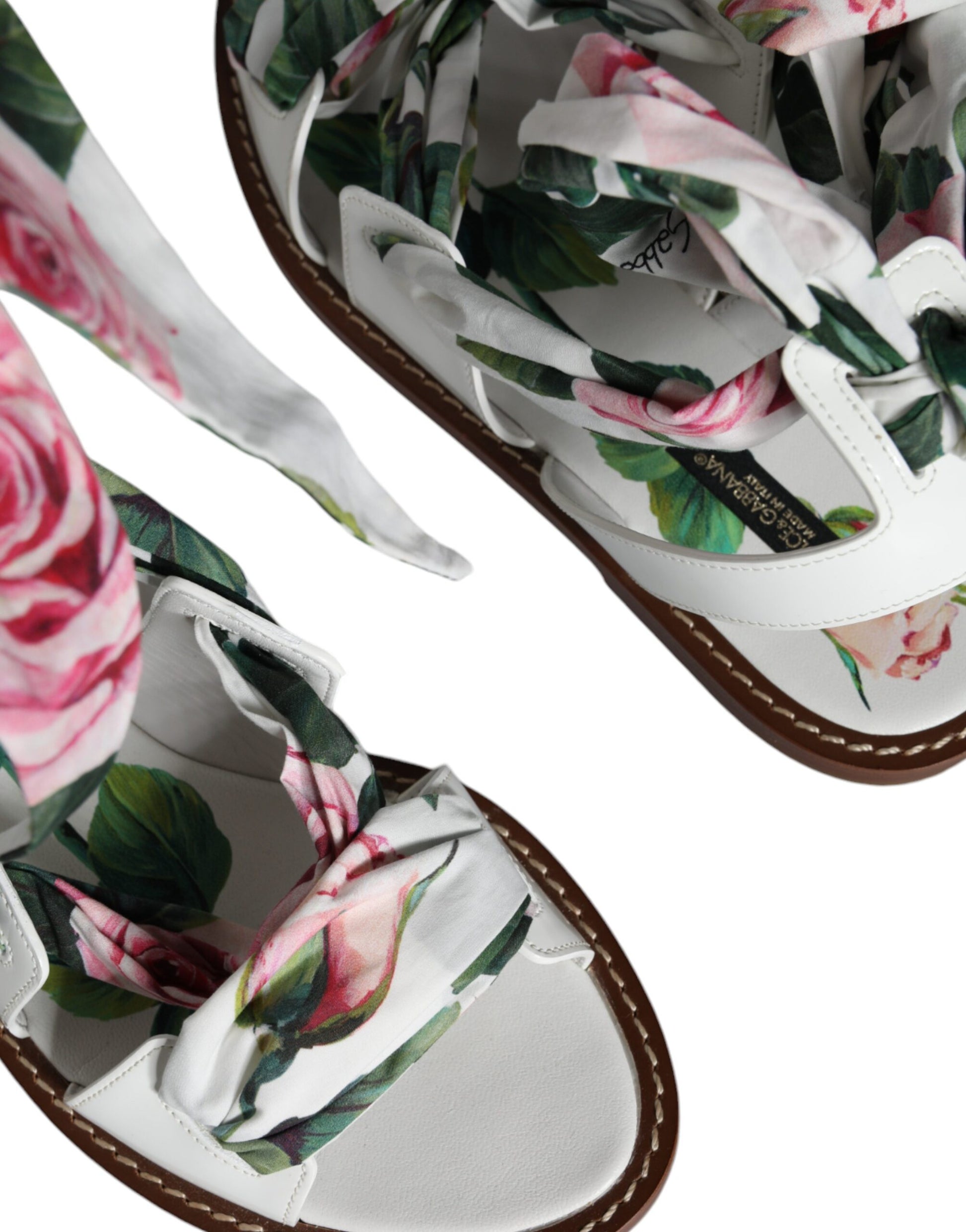 Dolce & Gabbana Multicolor Floral Print Ankle Wrap Sandals Shoes Curated Luxury Accessories by Orvyn