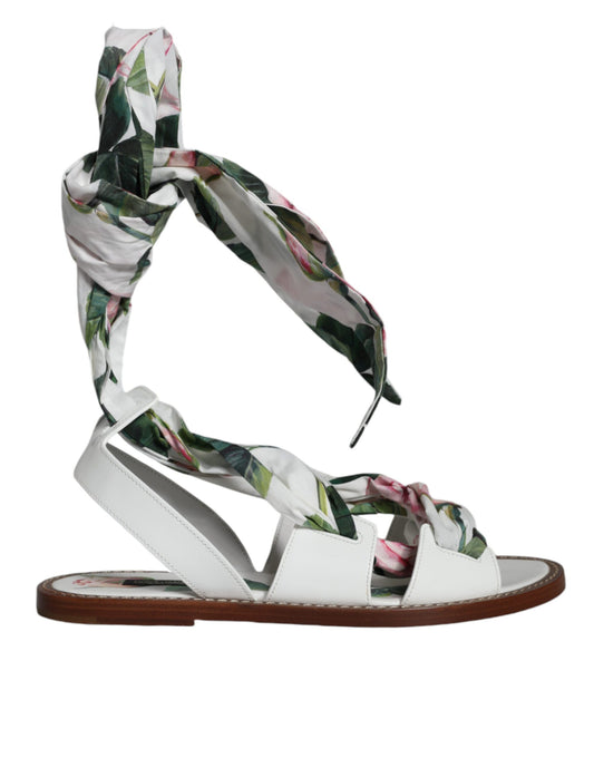 Dolce & Gabbana Multicolor Floral Print Ankle Wrap Sandals Shoes Curated Luxury Accessories by Orvyn