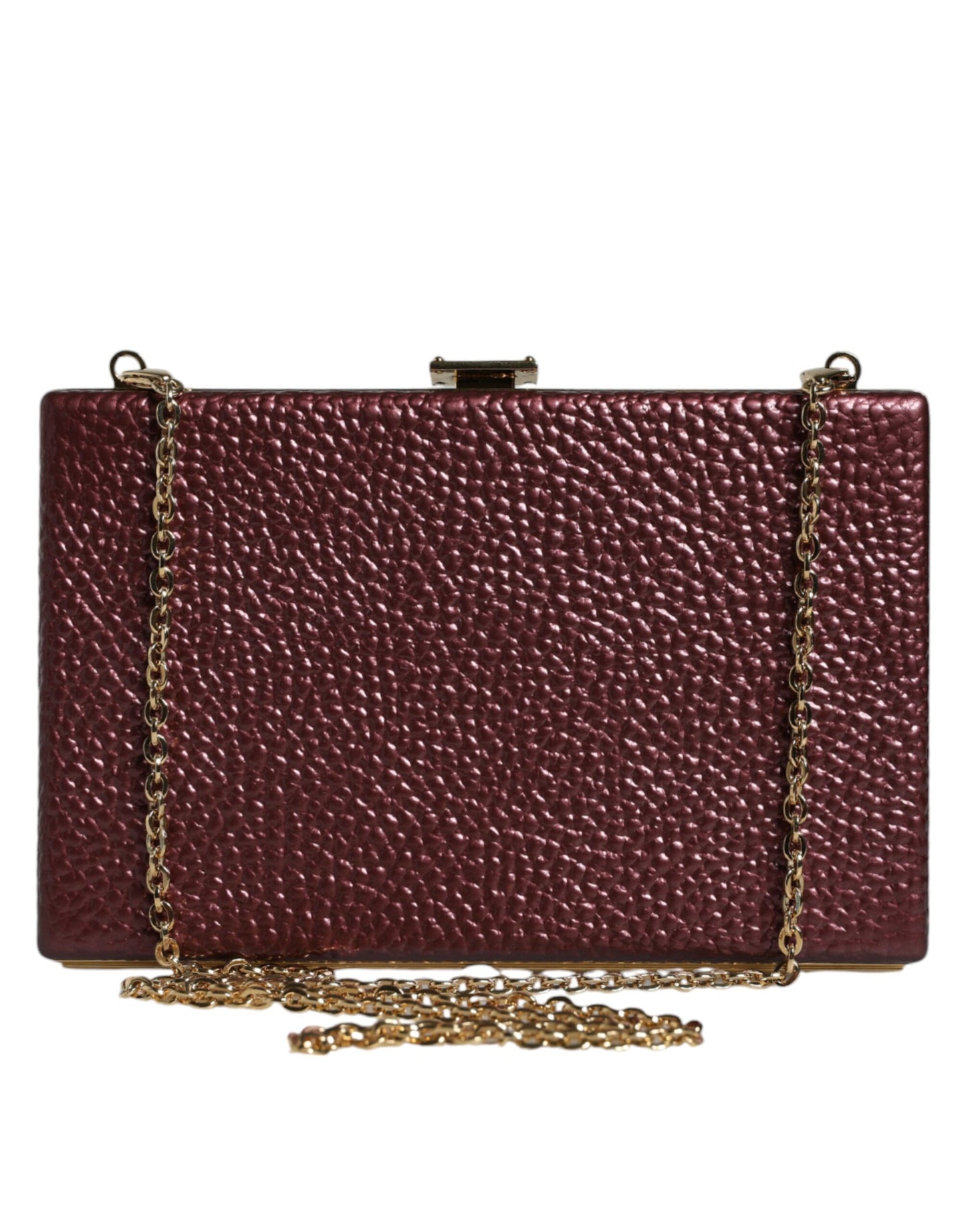 Dolce & Gabbana Maroon Leather Clutch Evening Crossbody Bag Curated Luxury Accessories by Orvyn