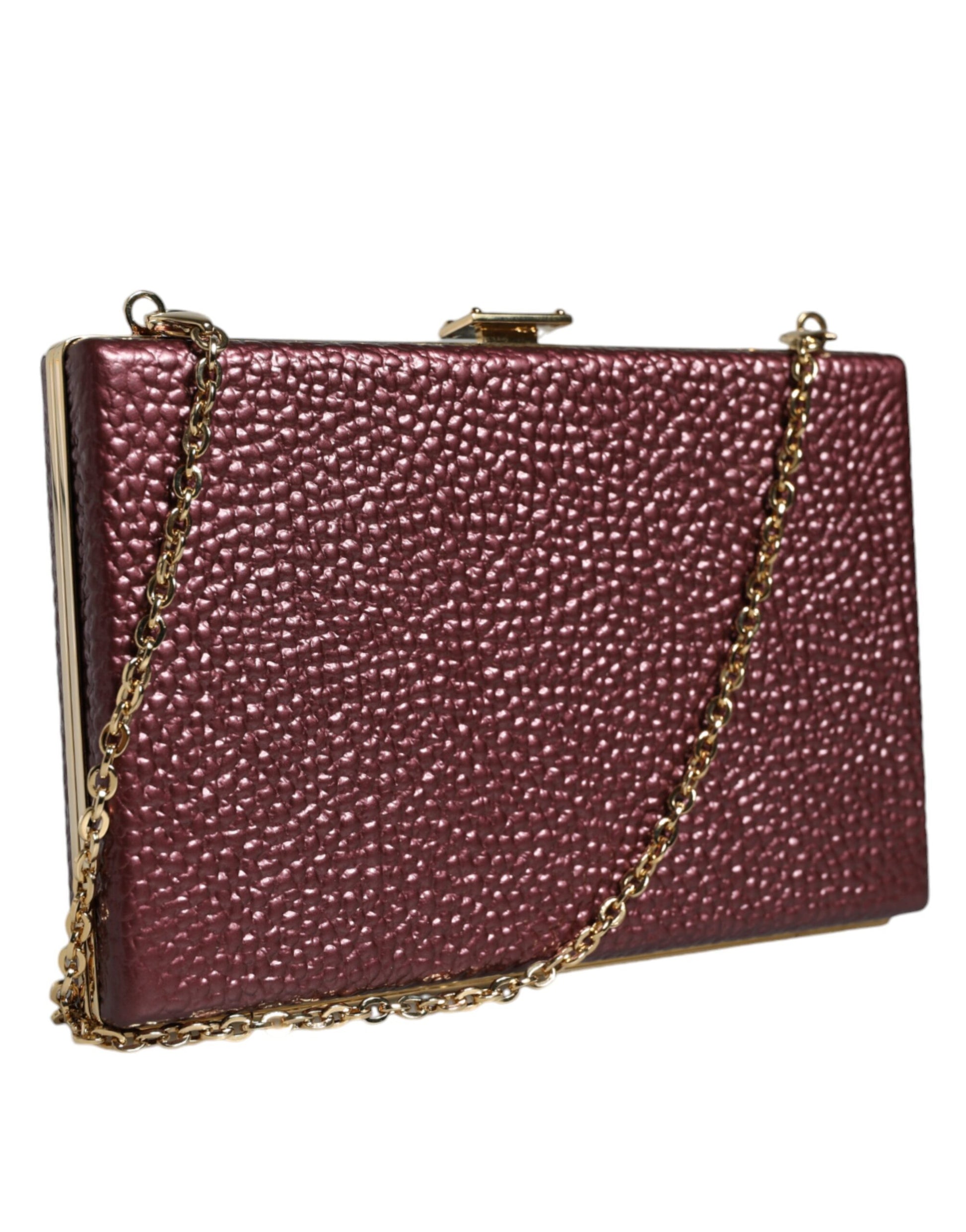 Dolce & Gabbana Maroon Leather Clutch Evening Crossbody Bag Curated Luxury Accessories by Orvyn