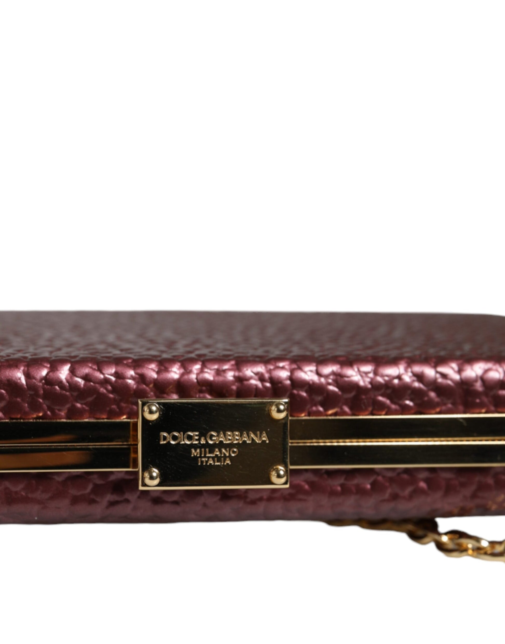 Dolce & Gabbana Maroon Leather Clutch Evening Crossbody Bag Curated Luxury Accessories by Orvyn