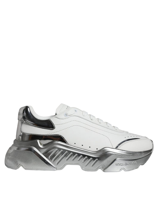 Dolce & Gabbana White Silver Daymaster Low Top Sneakers Shoes Curated Luxury Accessories by Orvyn