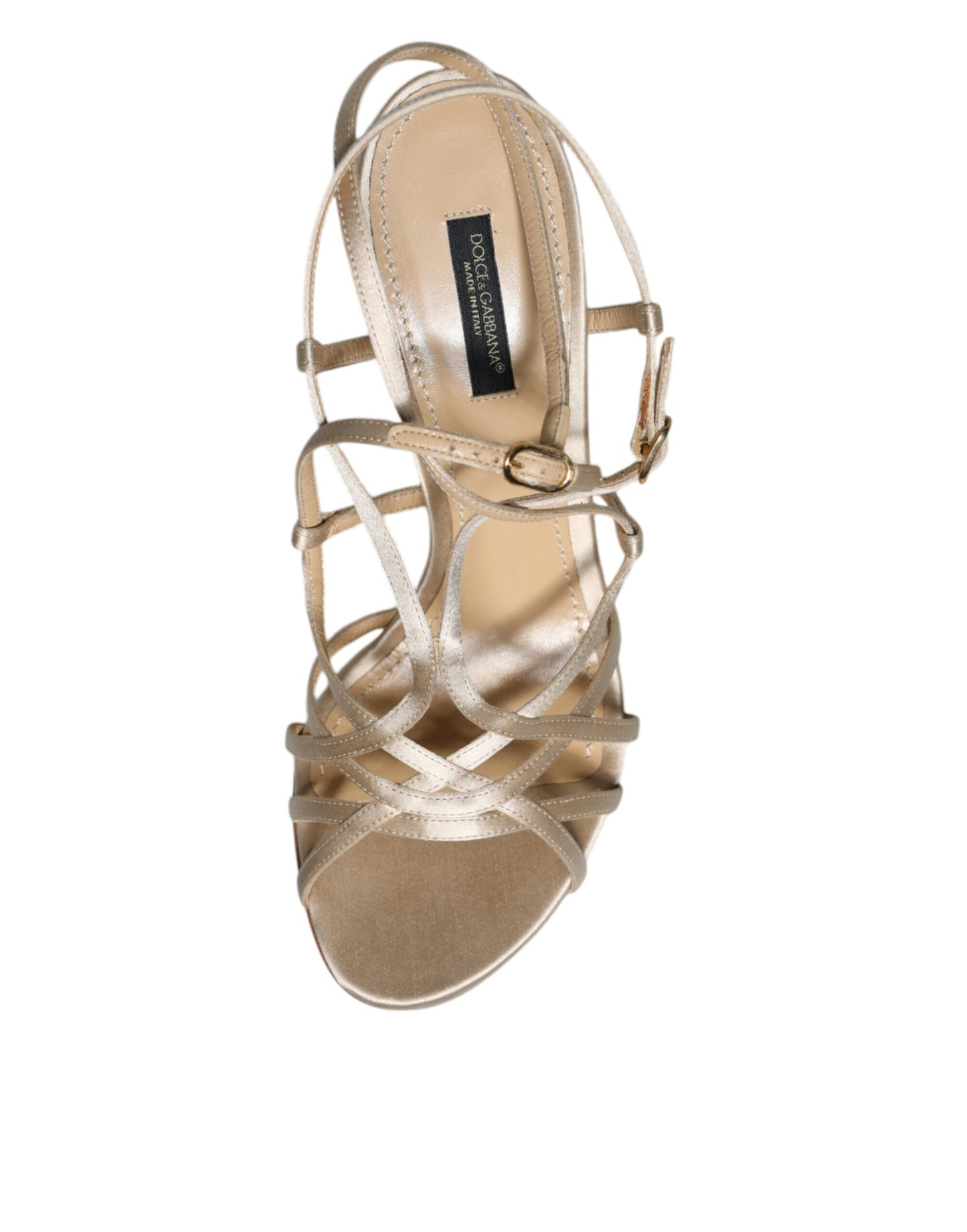 Dolce & Gabbana Beige Leather Stiletto Heels Sandals Shoes Curated Luxury Accessories by Orvyn